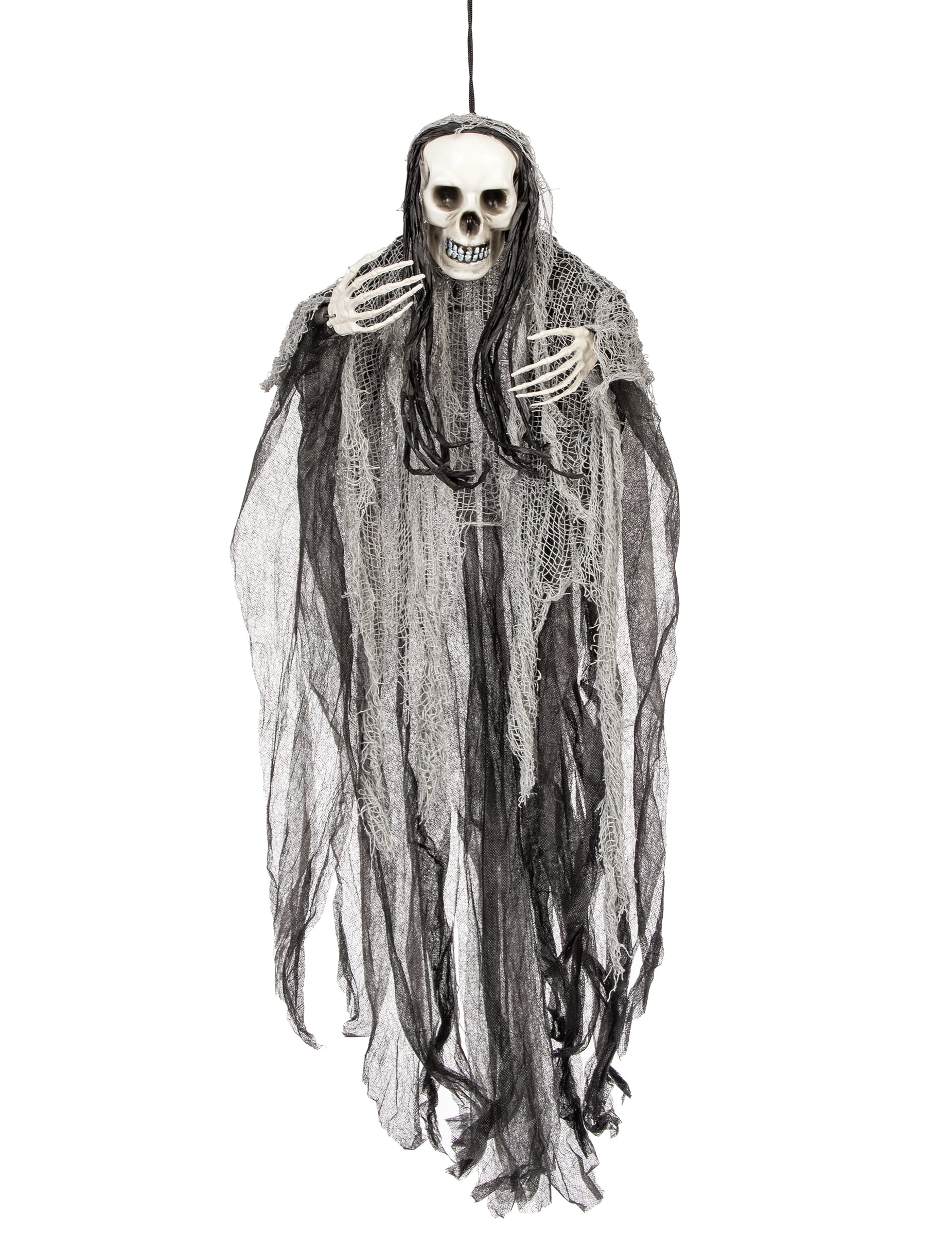 Sensenmann Skelett Halloween-Deko schwarz-grau 90cm