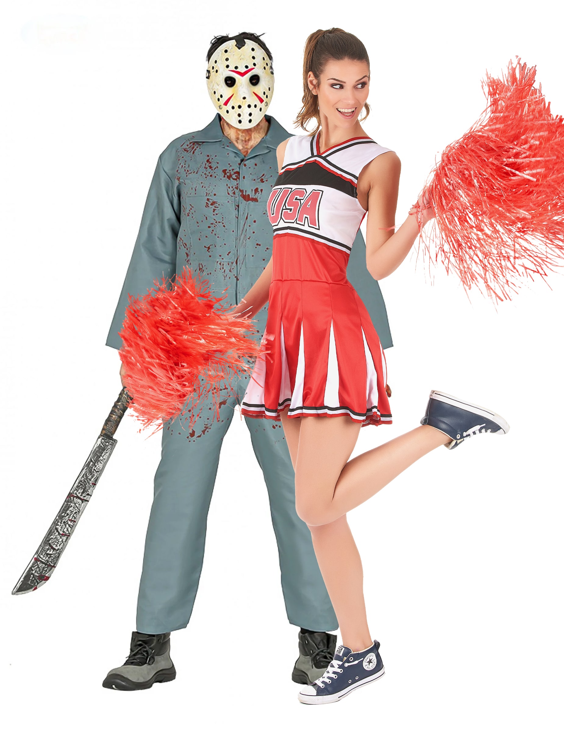 Serienkiller mit Cheerleader Paarkostüm Halloweenkostüm