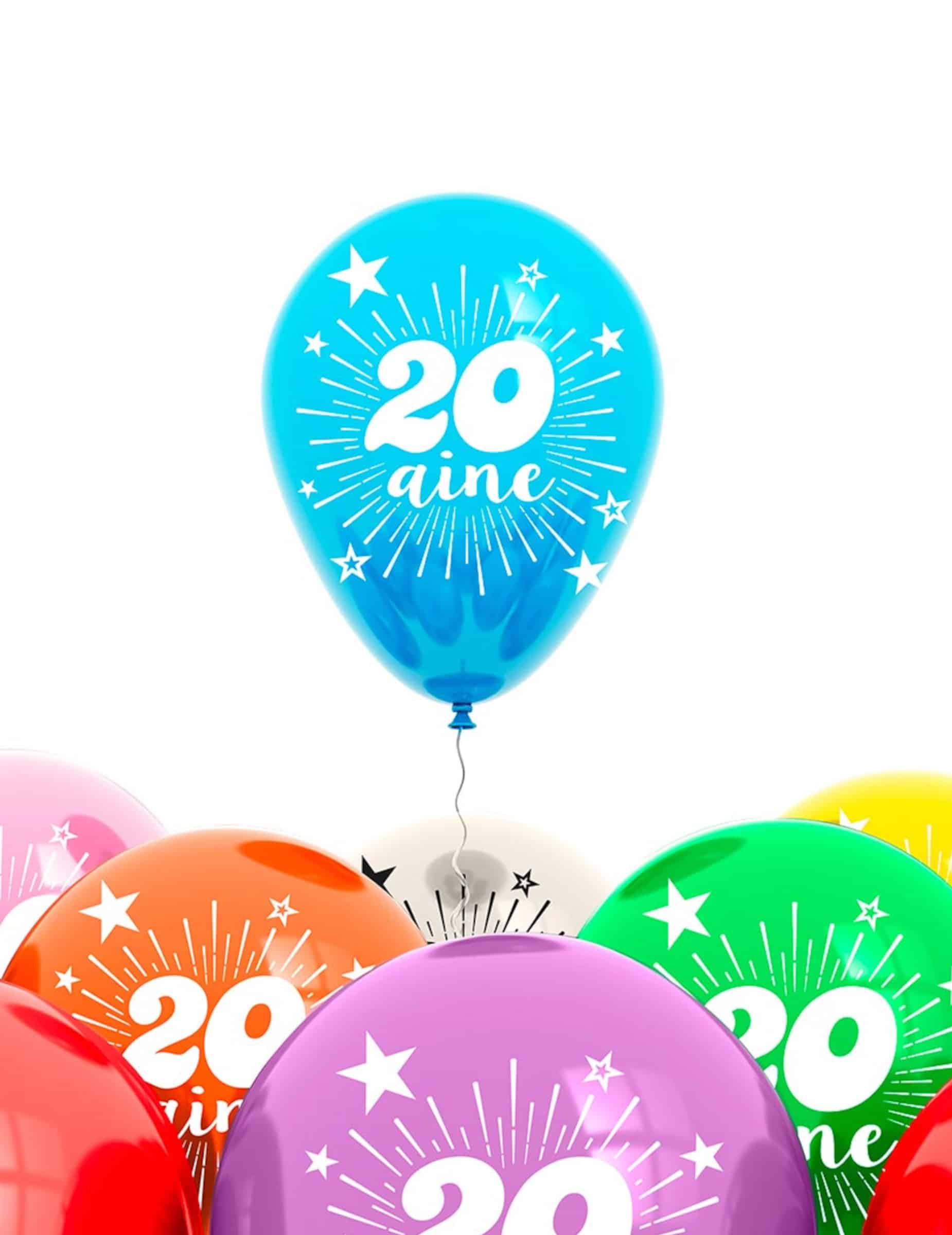 Set Luftballons 20. Geburtstag 8 Stück bunt