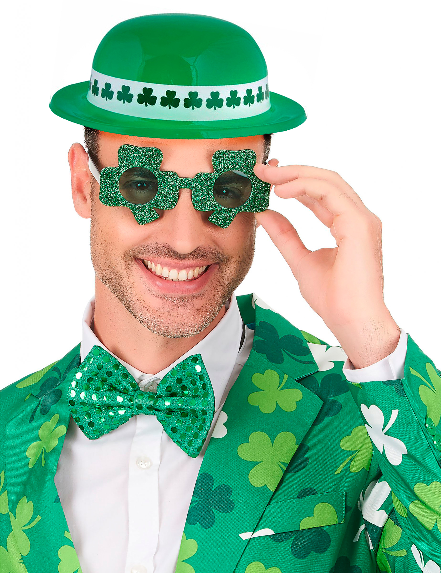 Set St.Patrick's Day Fliege Melone und Brille Erwachsene grün