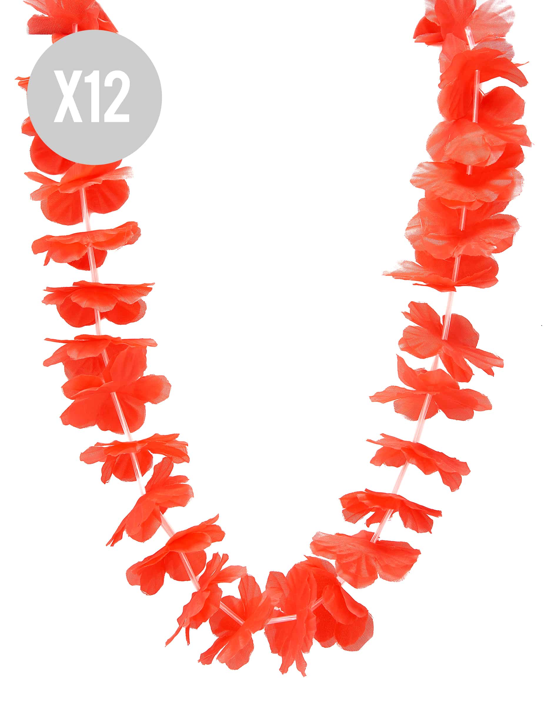 Set aus 12 roten Hawaii-Blumenketten