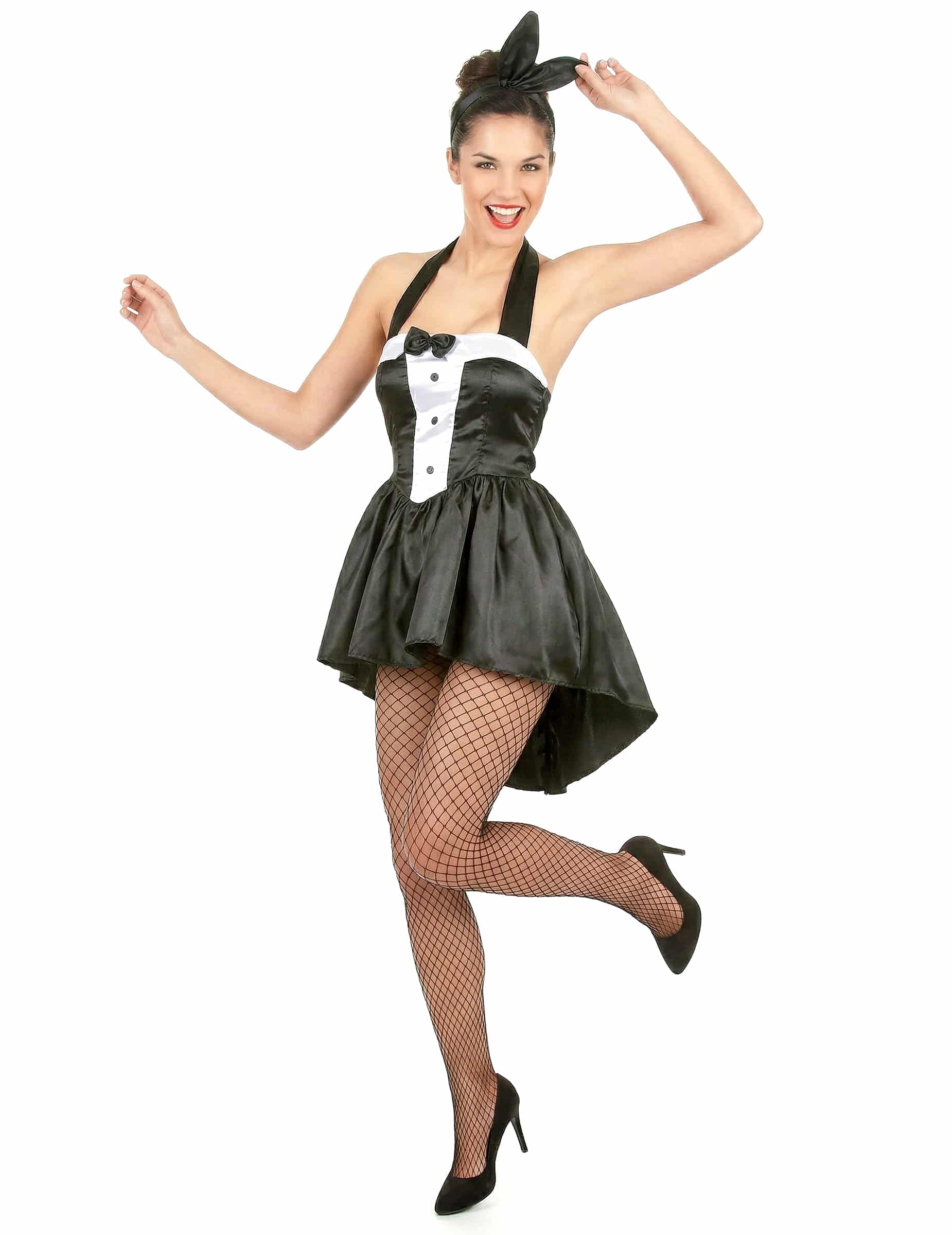 Sexy Bunny Damenkostüm Häschen schwarz-weiss