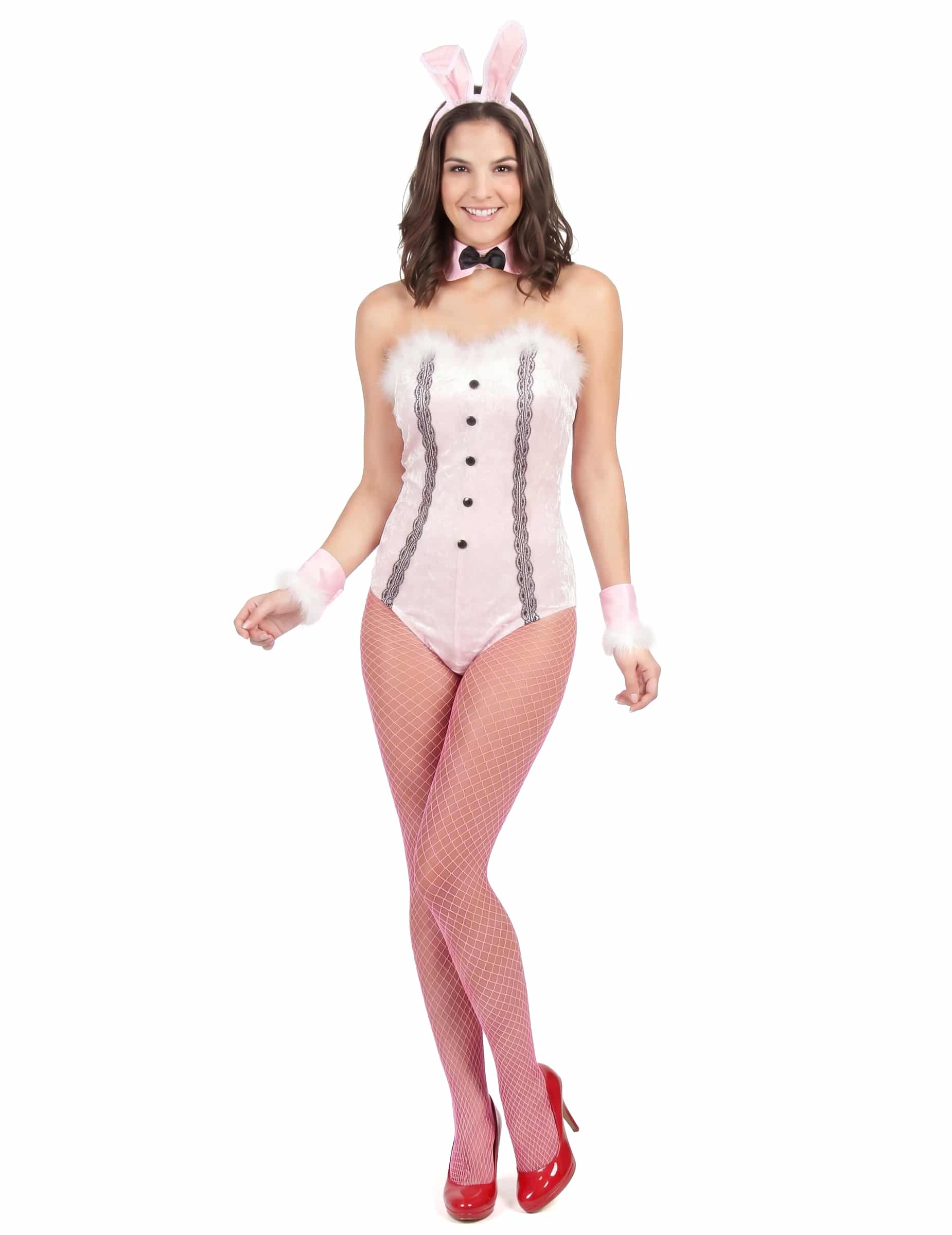 Sexy Bunny Damenkostüm rosa-schwarz