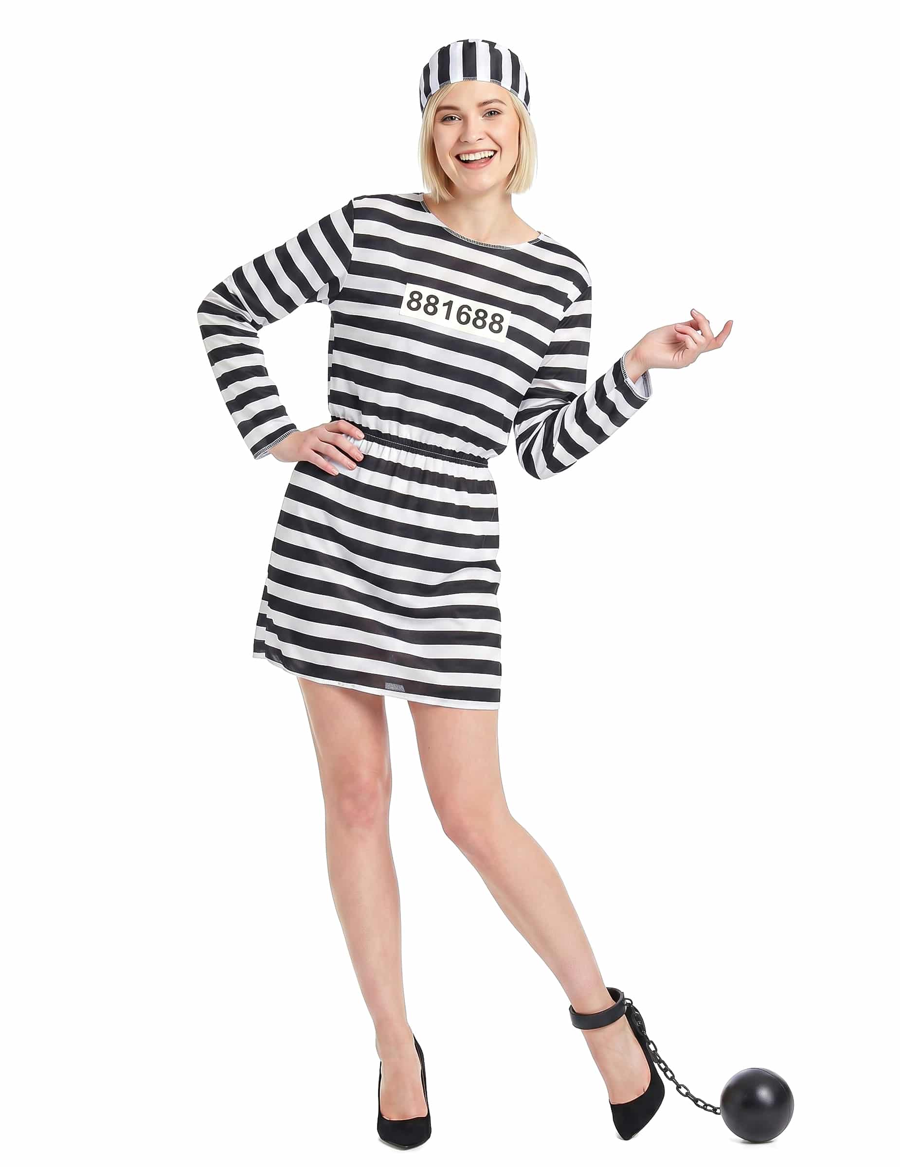 Sexy Gefangene Damenkostüm Verbrecherin schwarz-weiss