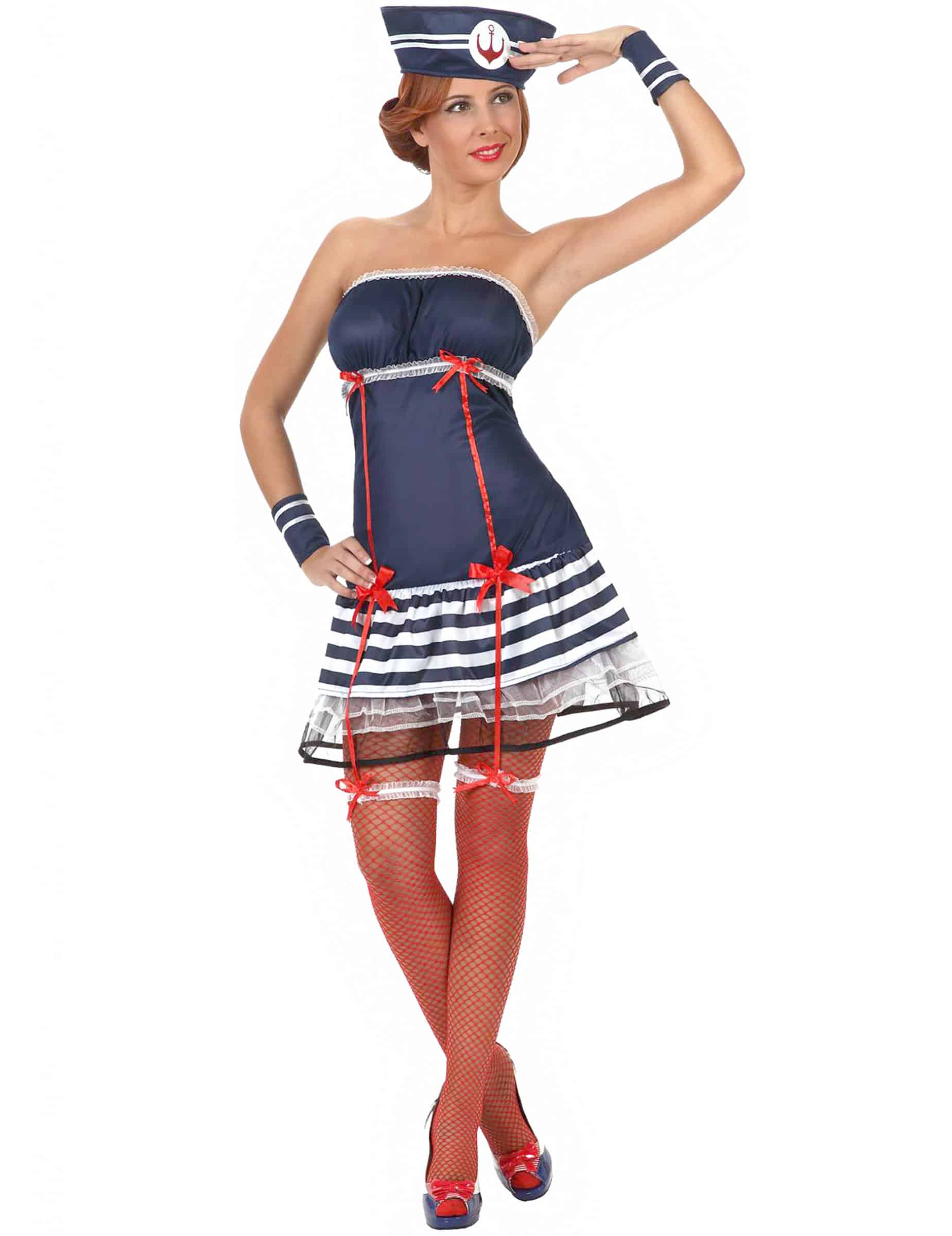 Sexy Matrosin Damenkostüm Seefahrerin blau-weiss-rot