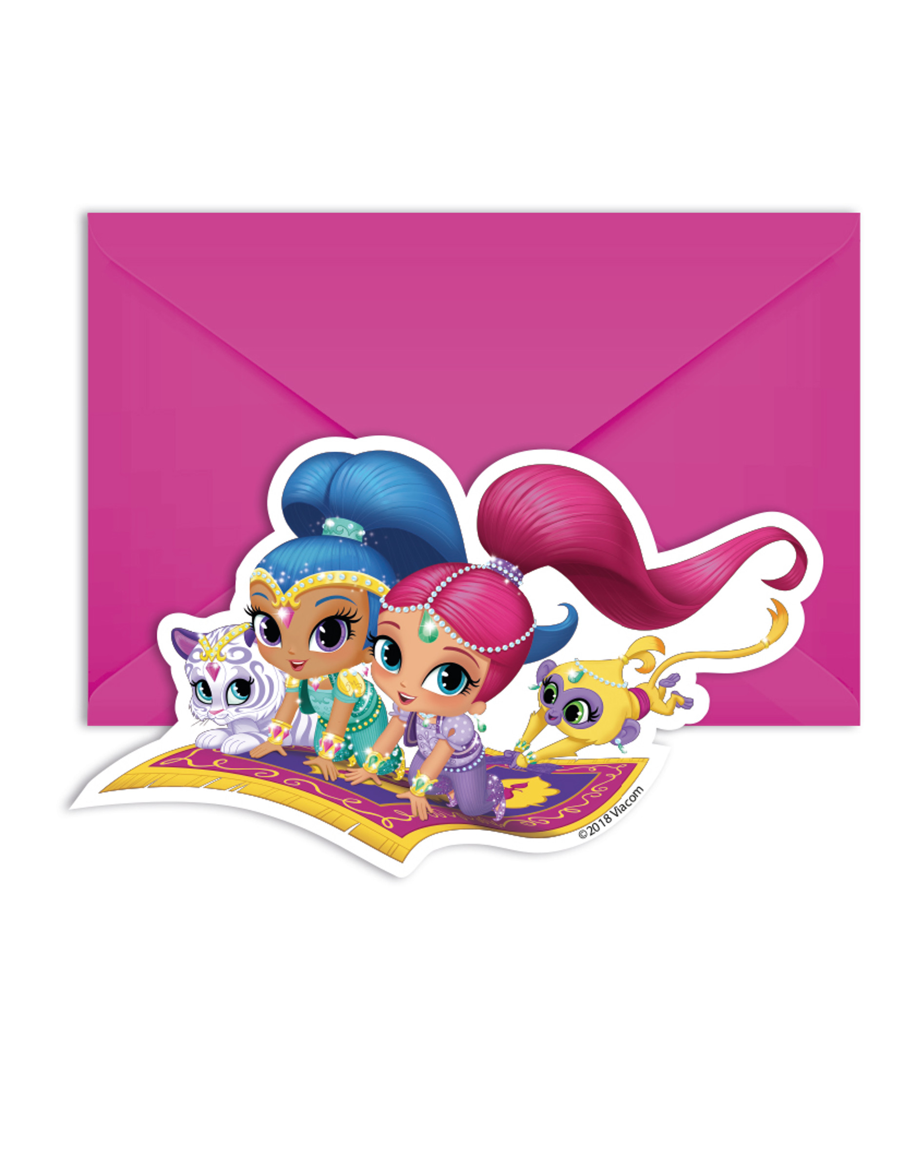 Shimmer und Shine Einladungskarten und Umschläge 12-teilig bunt 14x9cm