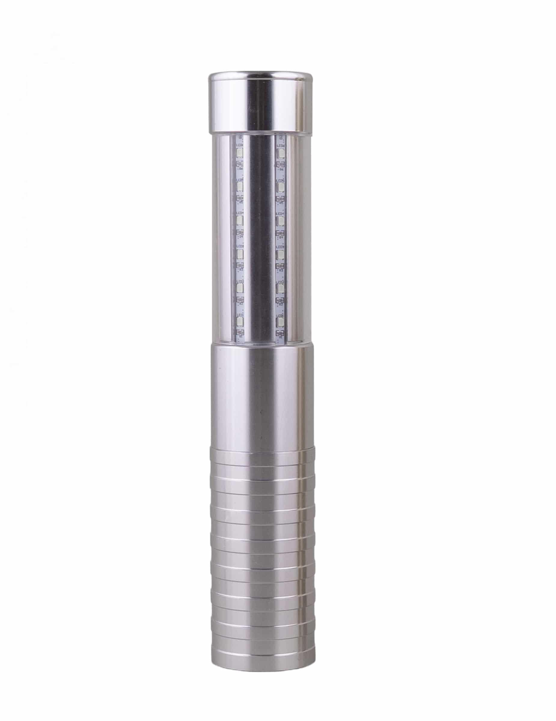 Silberne LED-Flaschenlampe funkelnd 4 x 23 cm