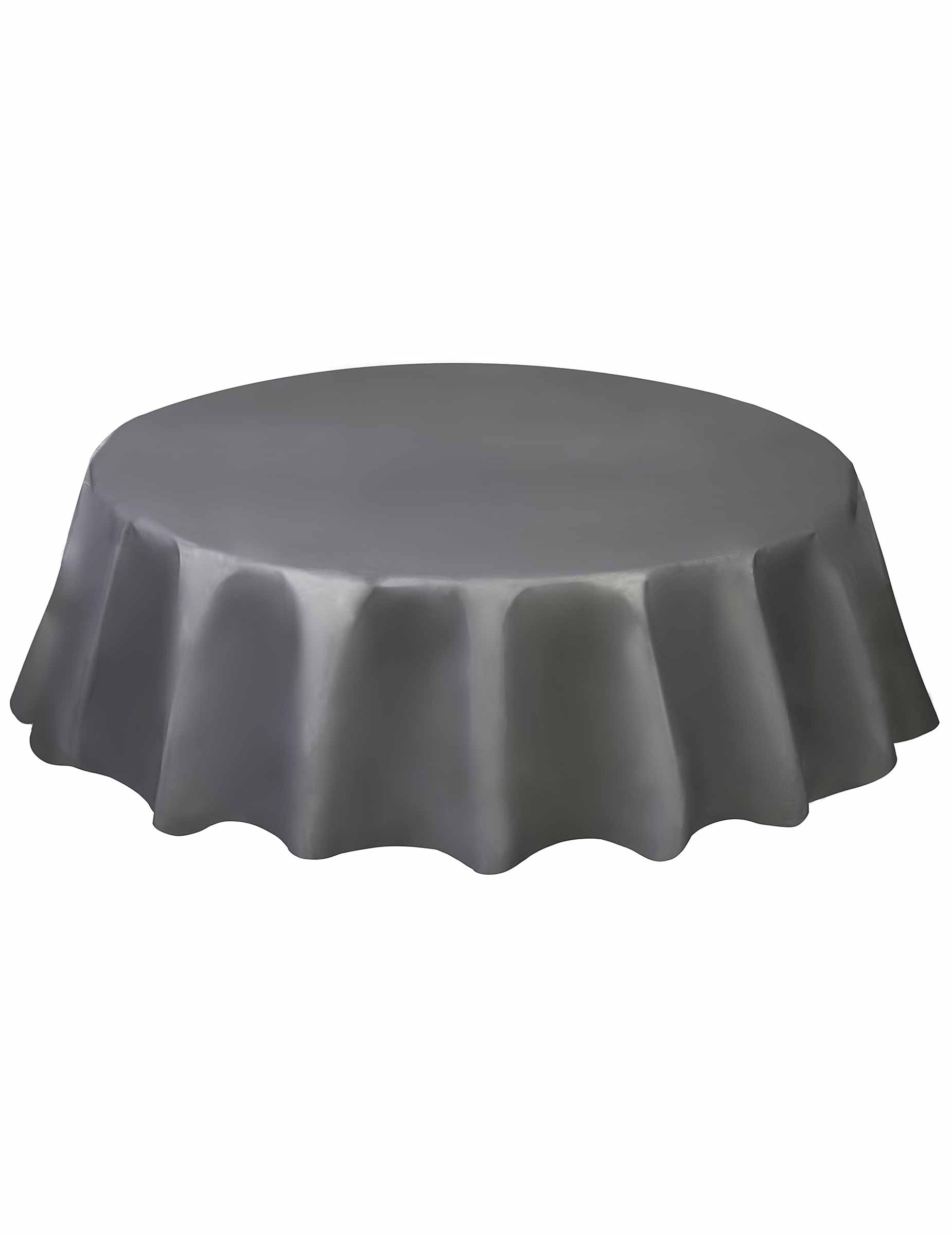 Silberne Plastik-Tischdecke rund 213 cm für Partys