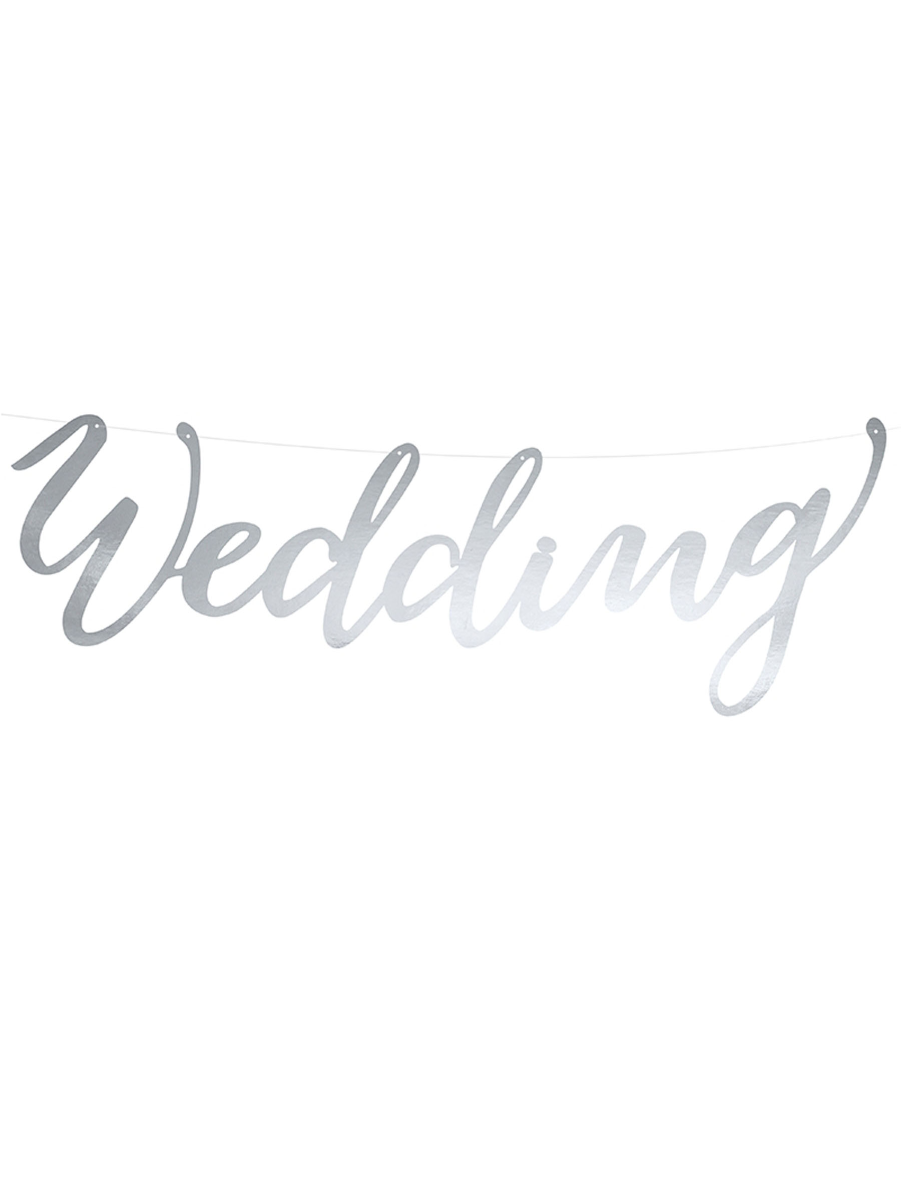 Silberne Wedding-Girlande aus Karton 45x12 cm