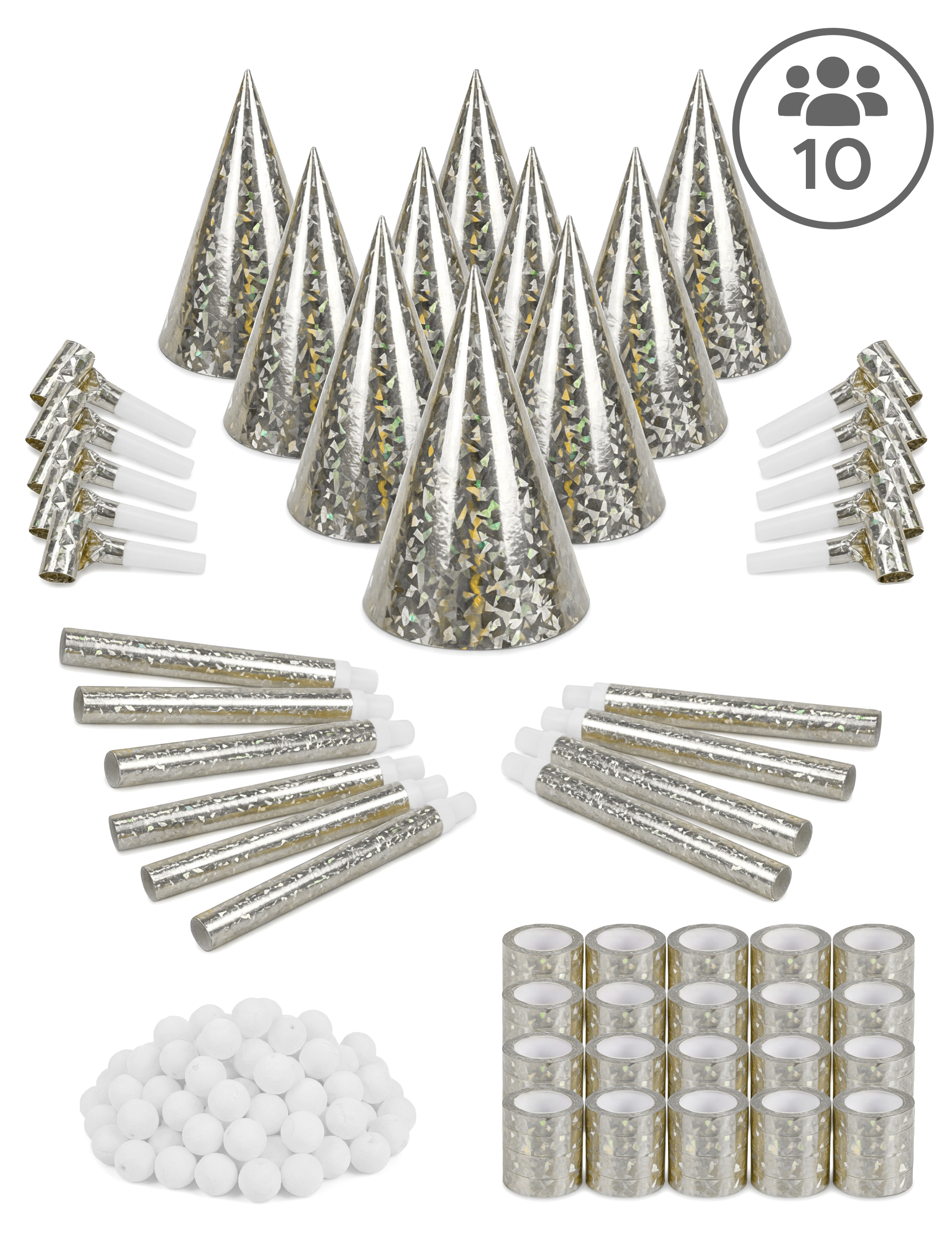 Silvester-Sett Silvesterzubehör 5-teilig Silber