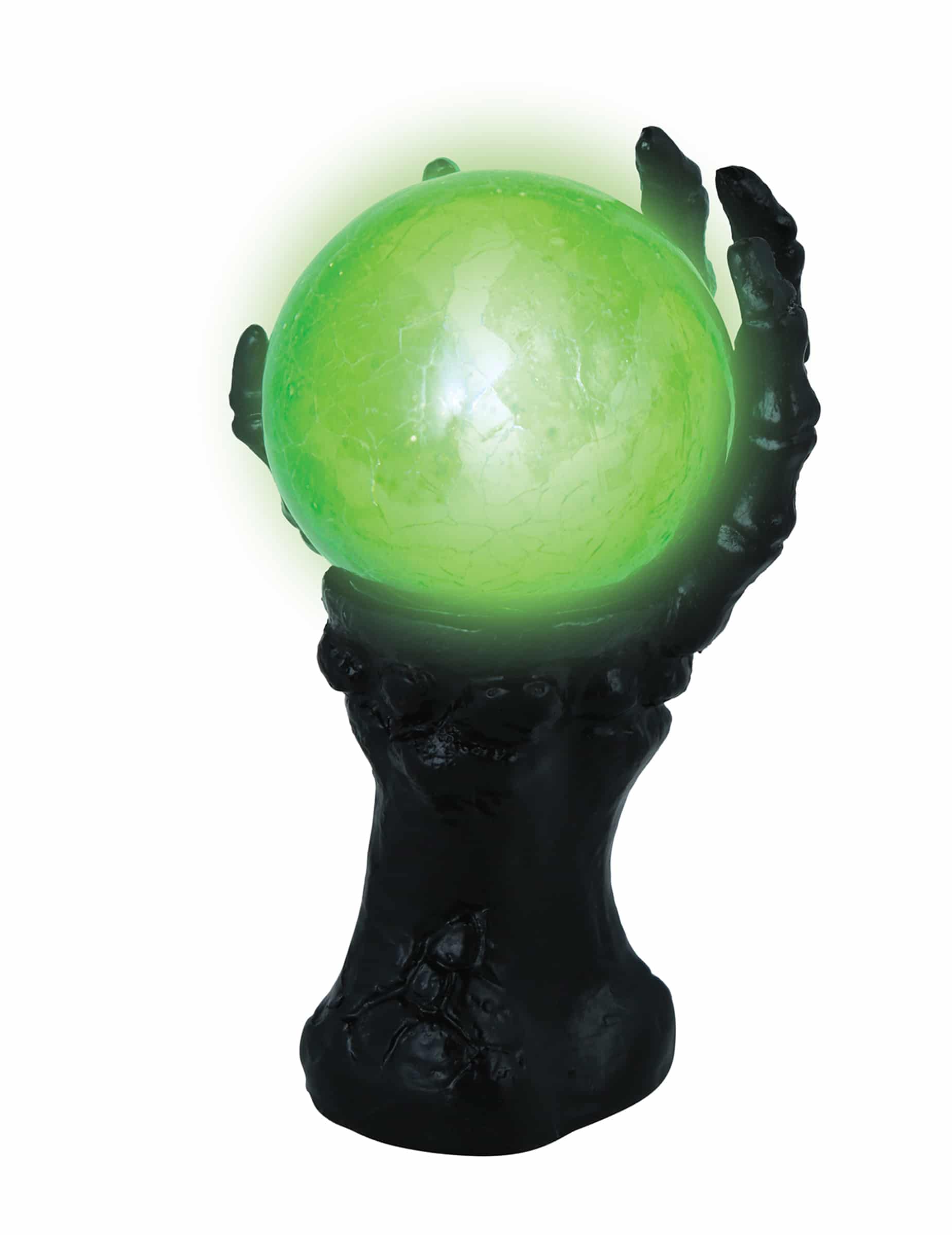 Skelett Hand mit leuchtender Kristallkugel Schwarz Halloween