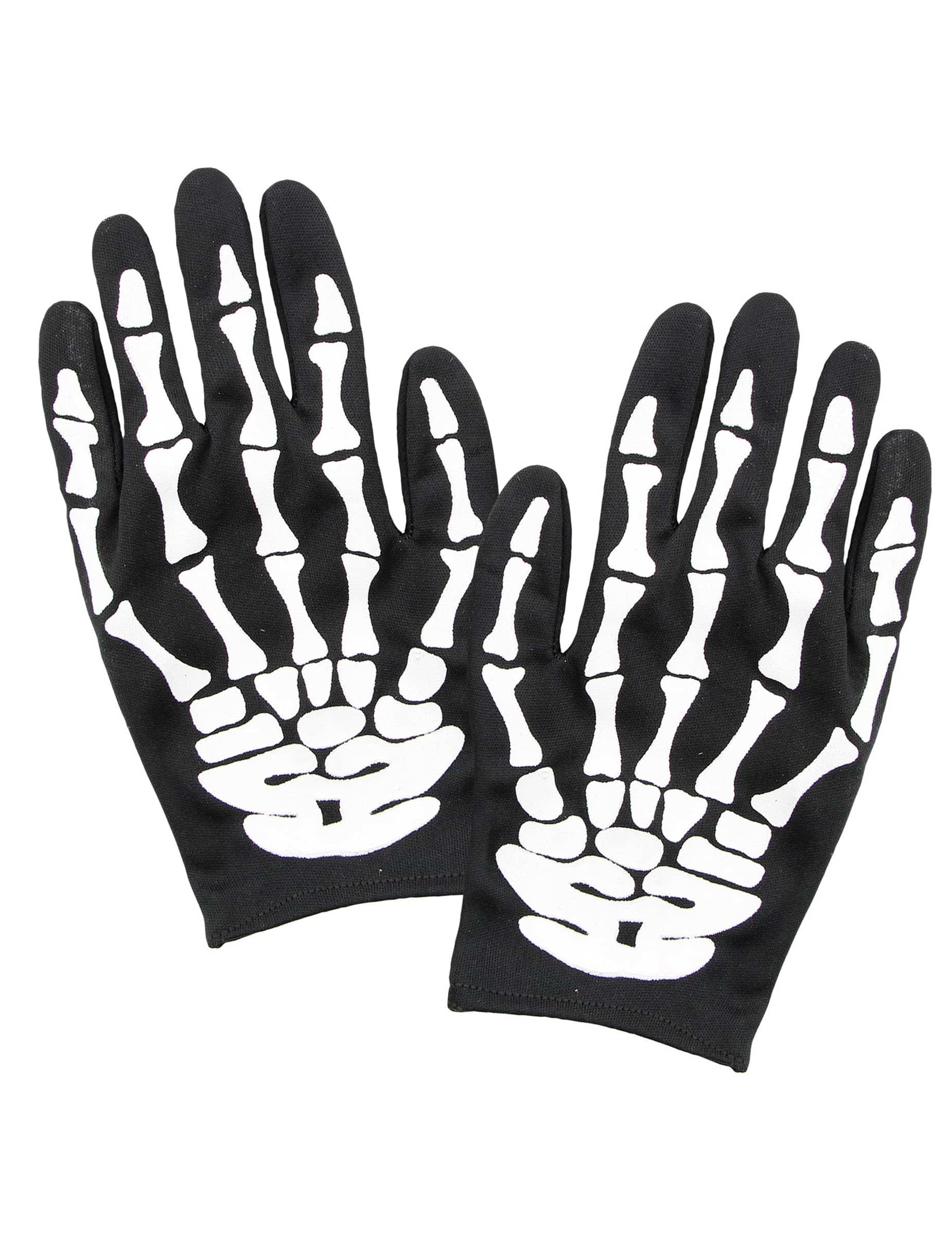 Skelett-Handschuhe für Erwachsene Halloween-Accessoire schwarz-weiss