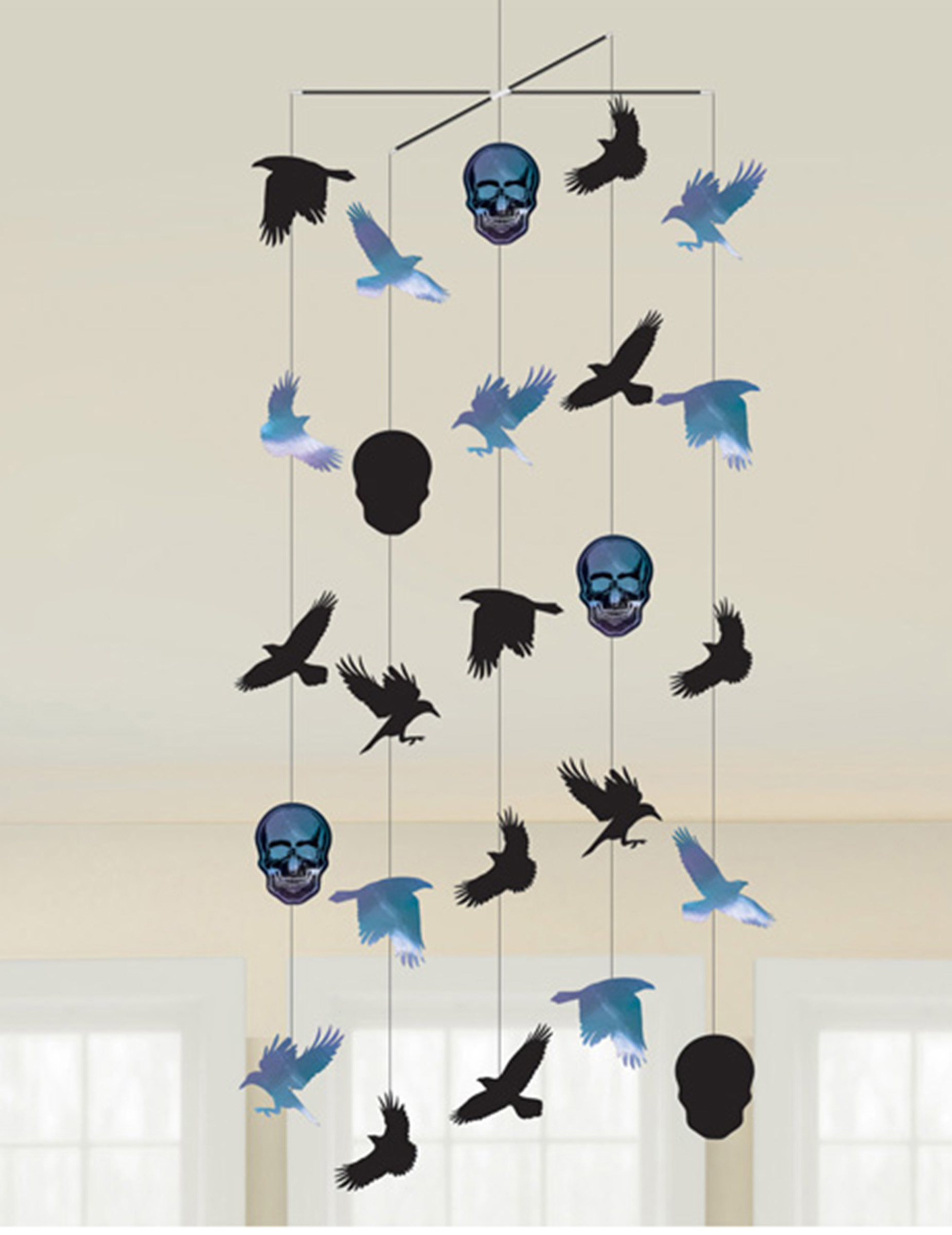 Skelett-Mobilee Boneshine Fevern Halloween-Partydeko schwarz-blau 1 m x 40 cm