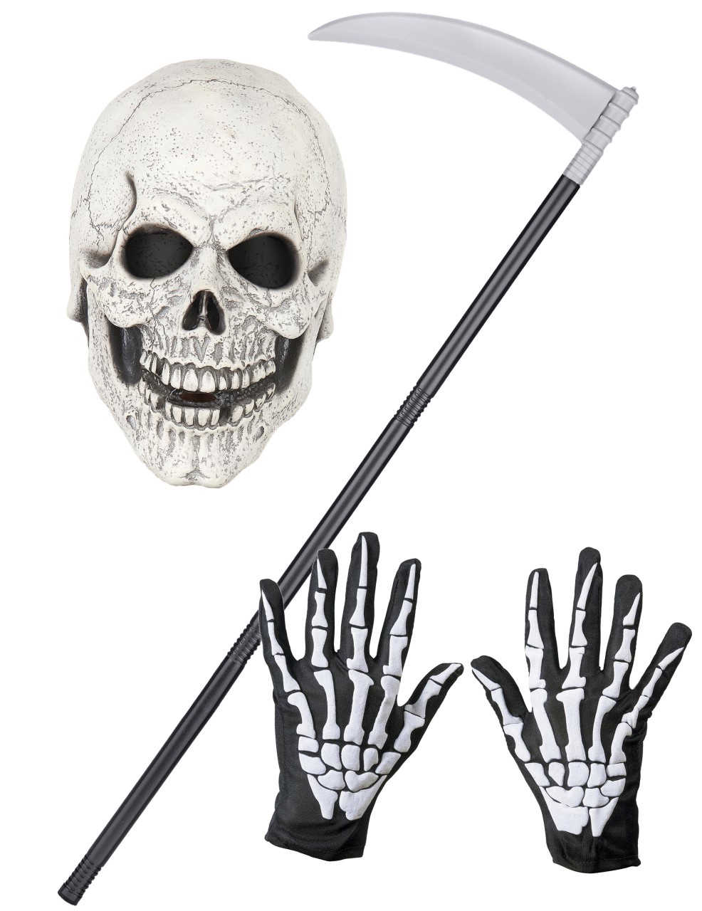 Skelett-Set für Kinder Halloween-Zubehör 3-teilig schwarz-weiss