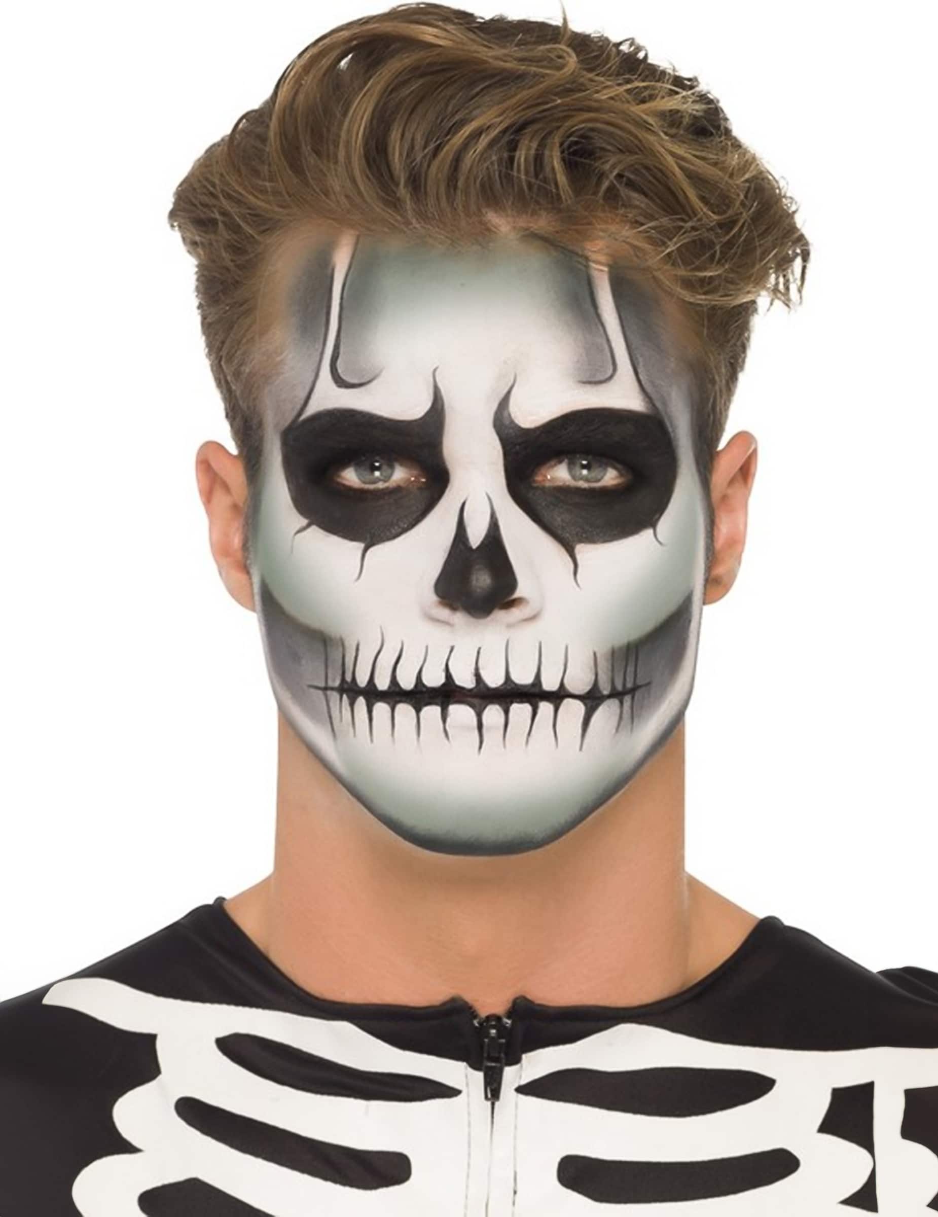 Skull Make-Up-Set Halloween weiss-schwarz 9g