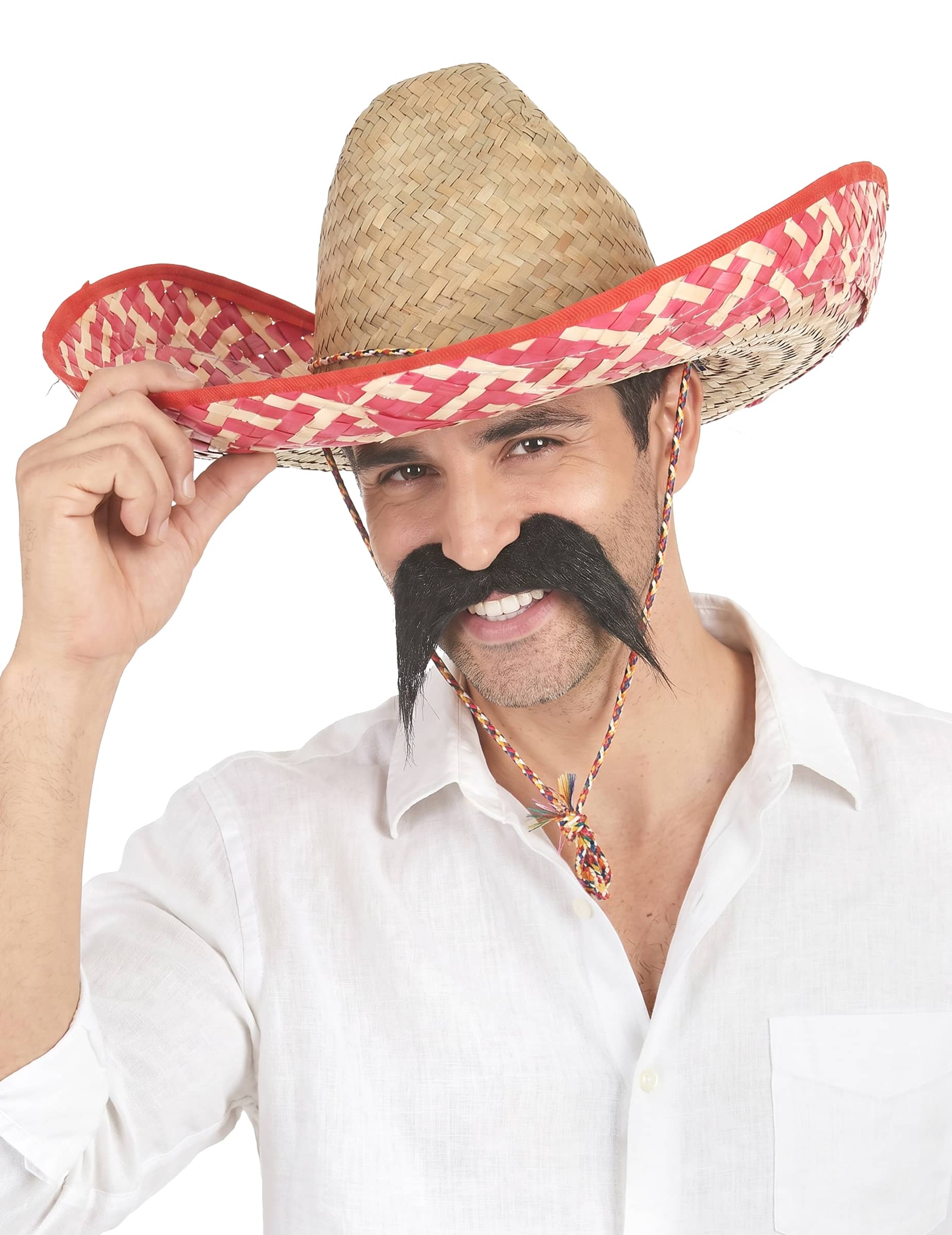 Sombrero Mexiko-Strohhut rot-beige
