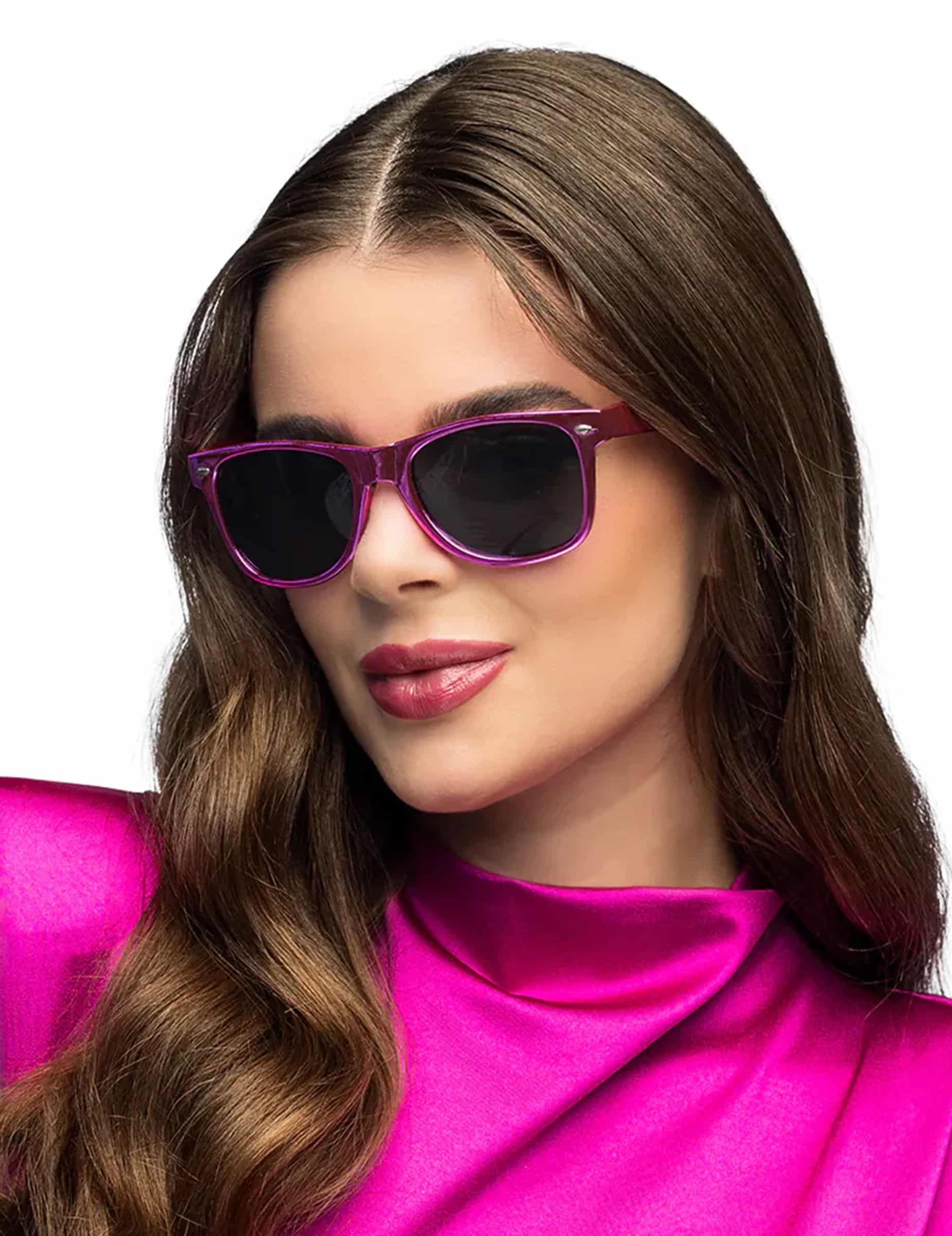 Sonnenbrille Rund Metallic Rosa für Erwachsene