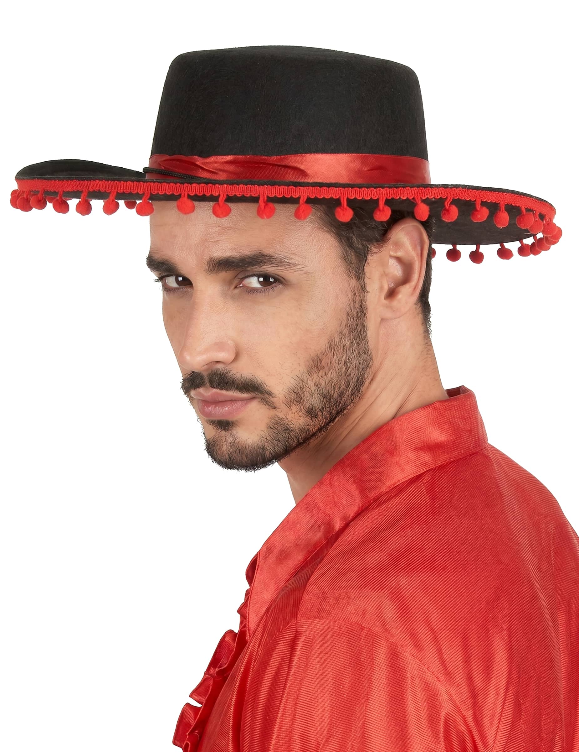 Spanier-Hut Kostümzubehör schwarz-rot