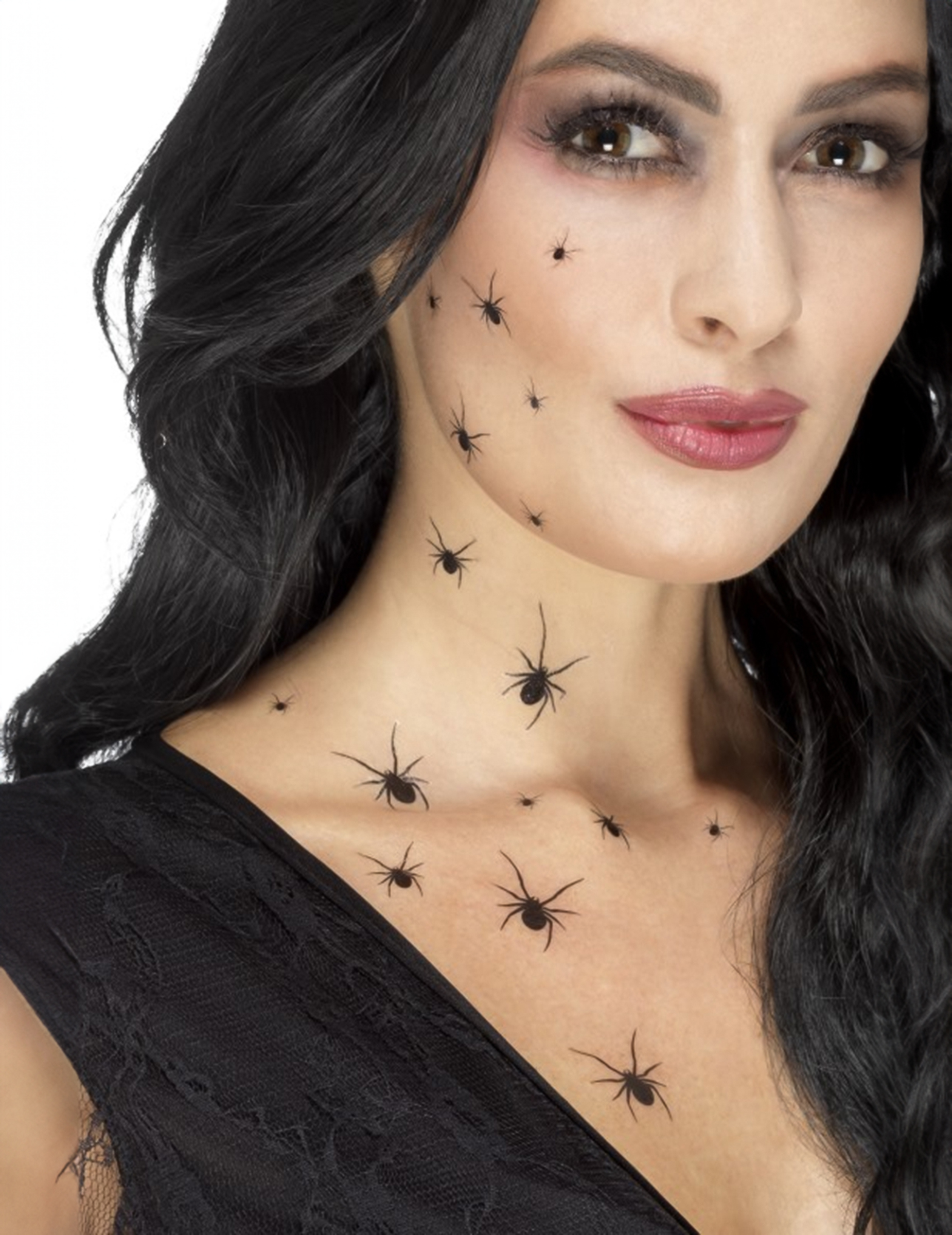 Spinnen-Tattoos Halloween-Makeup schwarz