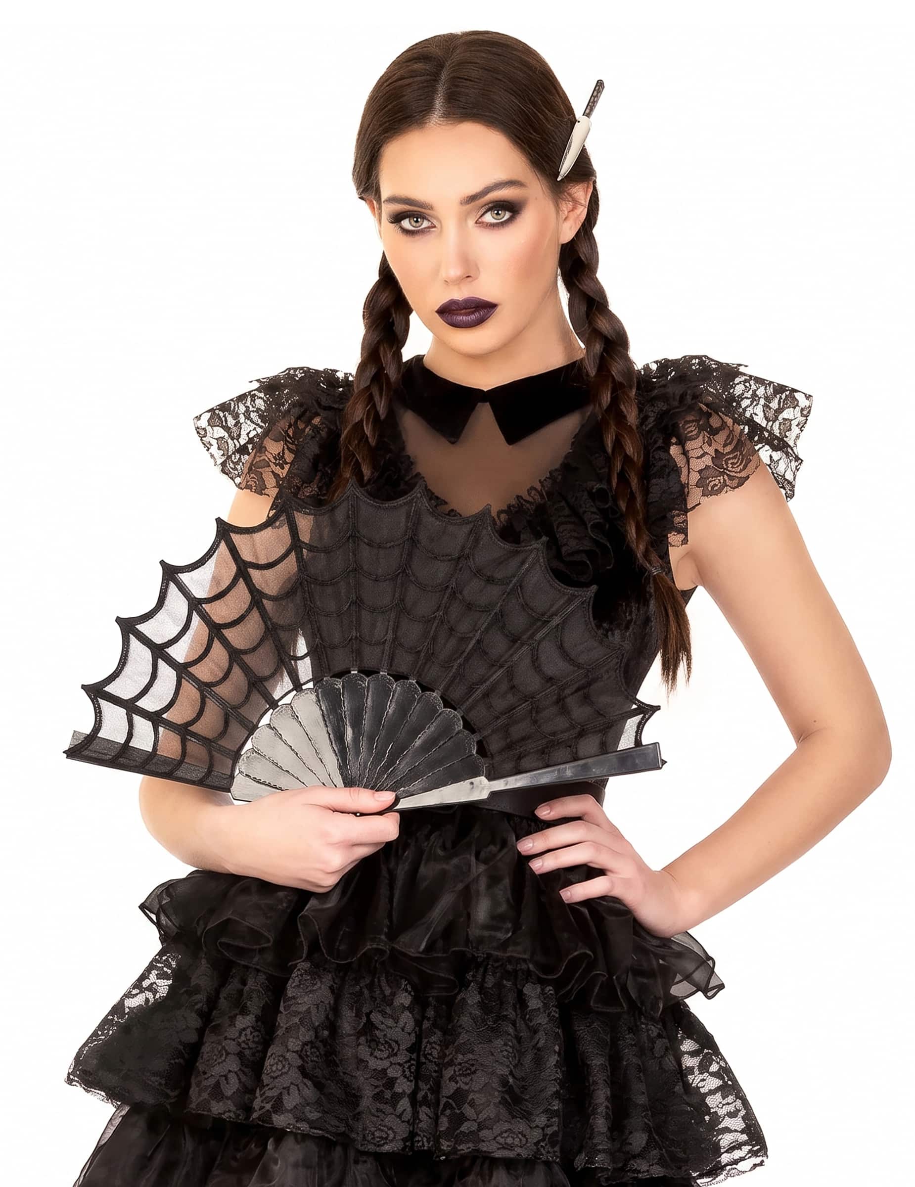 Spinnennetz Gothic Fächer Accessoire schwarz