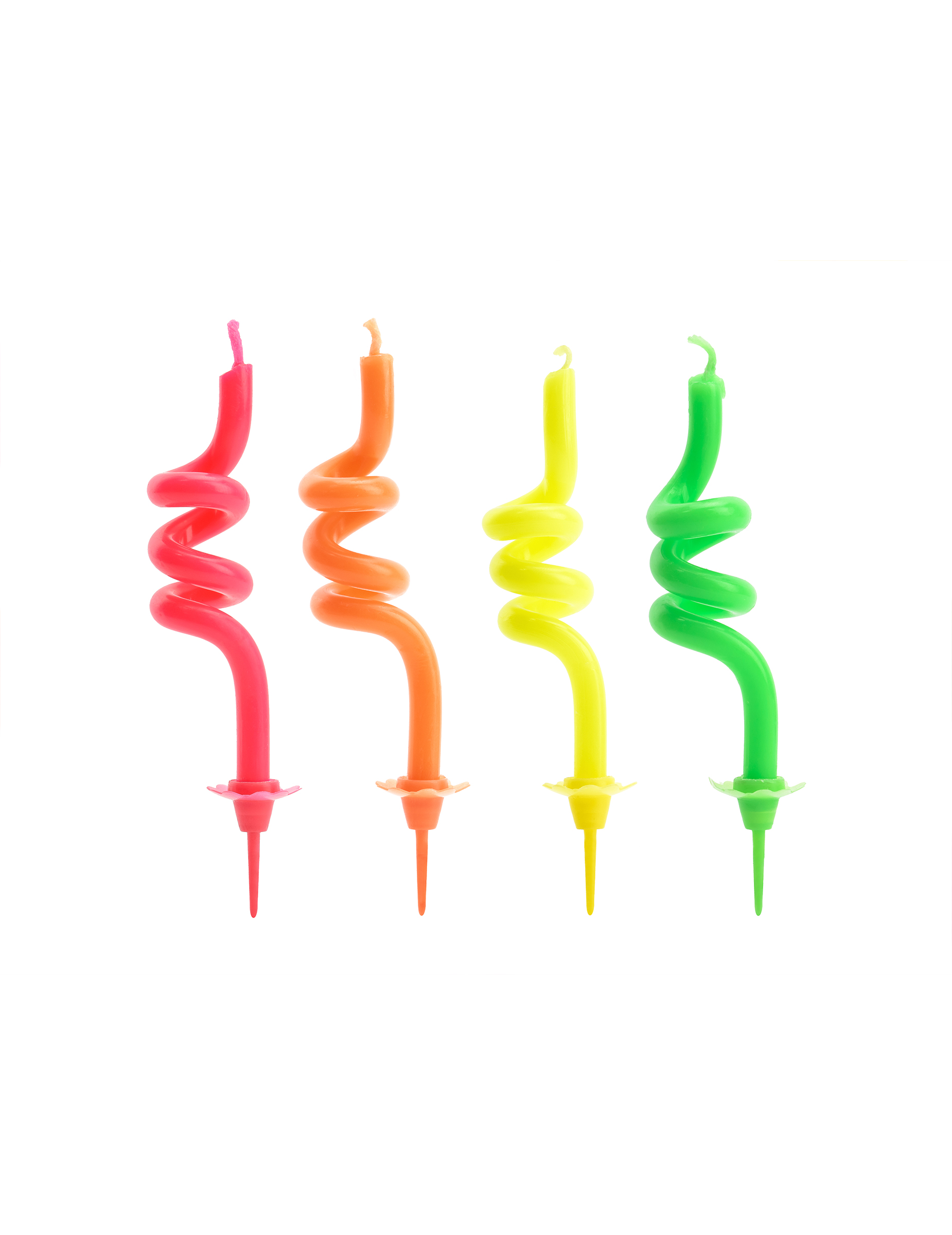 Spiralförmige Geburtstagskerzen 4 Stück bunt 8 cm