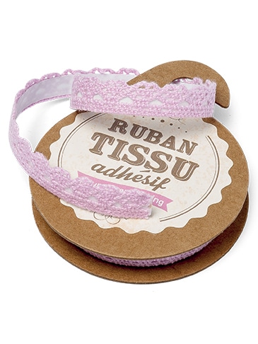 Spitzenband Selbstklebend Rosa 10 mm x 2 m