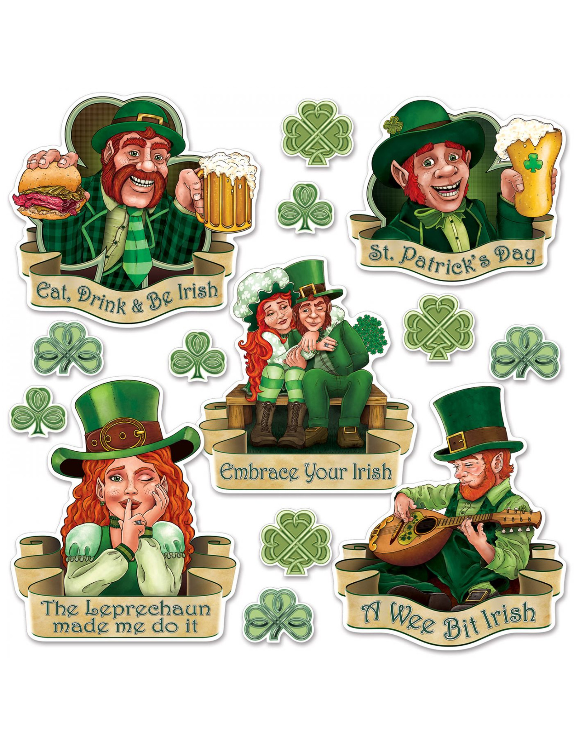 St. Patrick's Day-Dekobilder Partydeko 8 Stück bunt