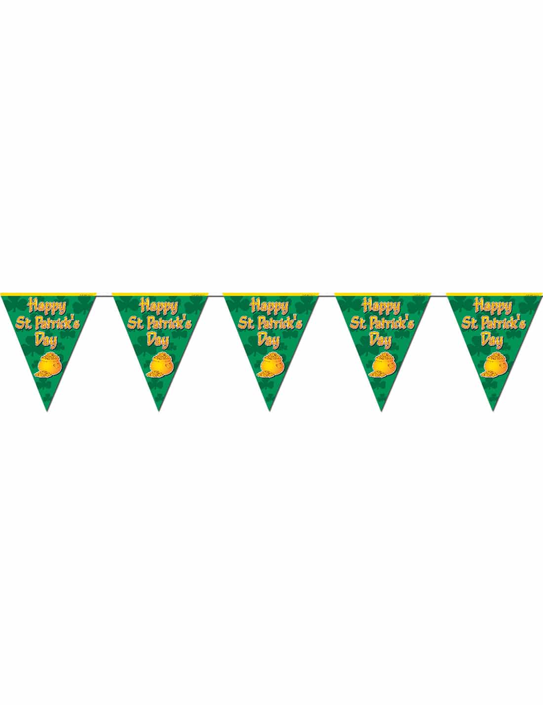 St. Patrick's Day Wimpel-Girlande Goldtopf-Motiv grün-gold 360x25cm