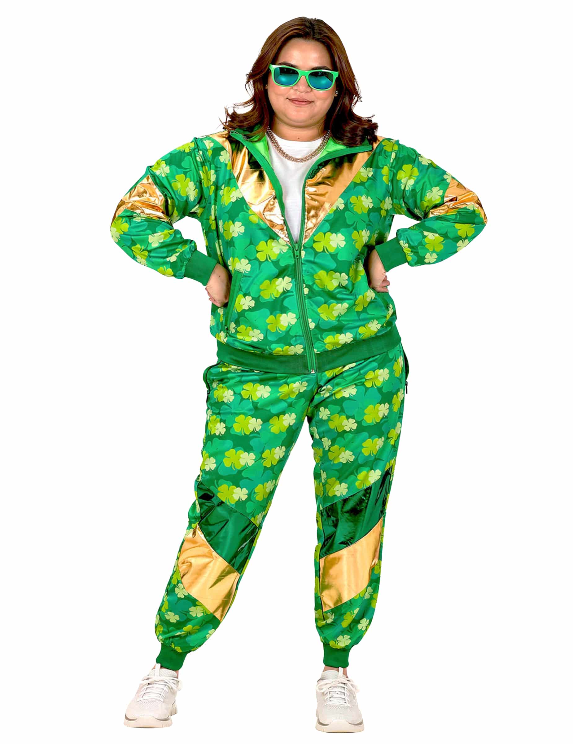 St. Patrick's Kleeblatt-Trainingsanzug Plus Size für Erwachsene grün