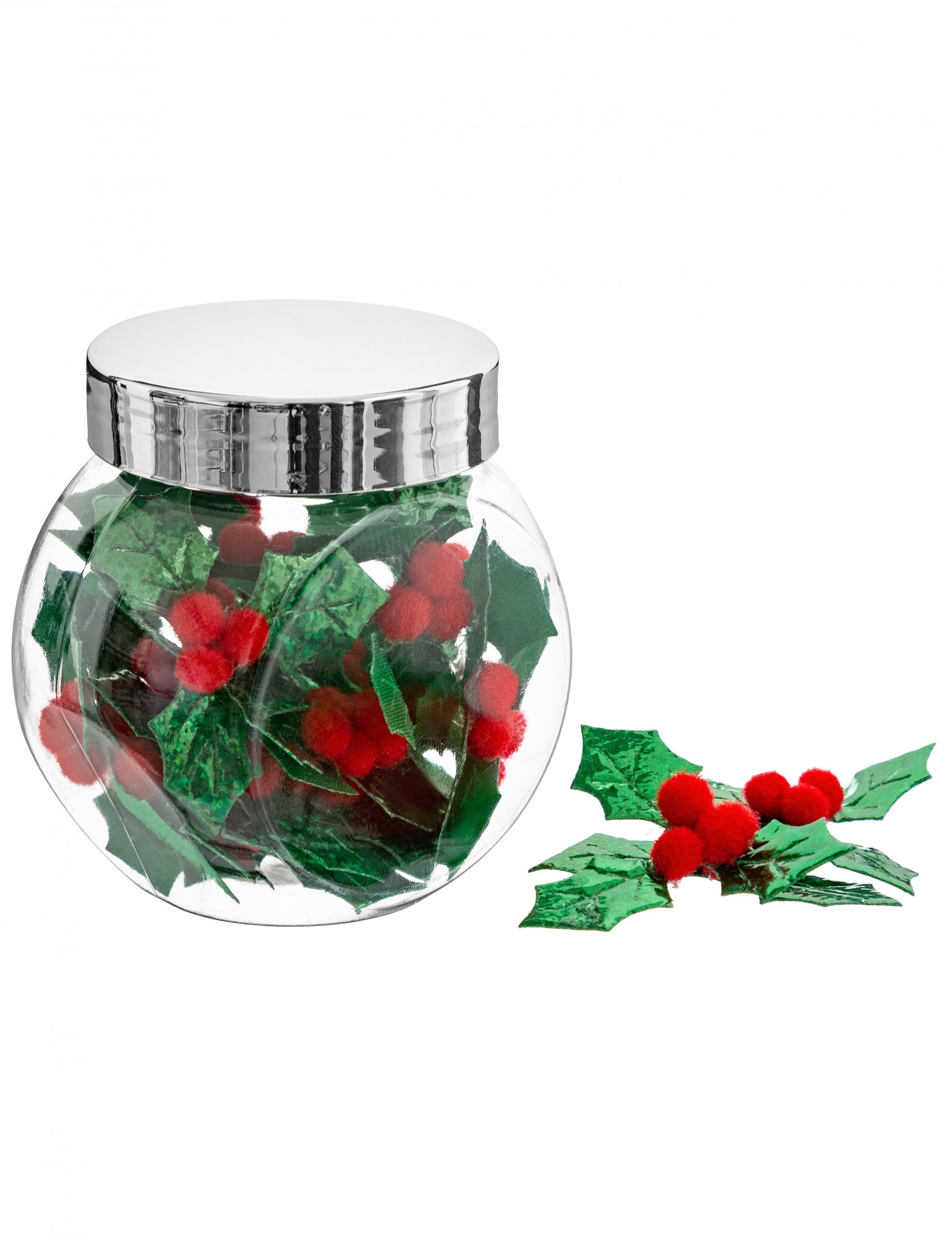 Stechpalmen-Blätter Weihnachts-Tischdeko 30 Stück grün-rot 4 x 5 cm