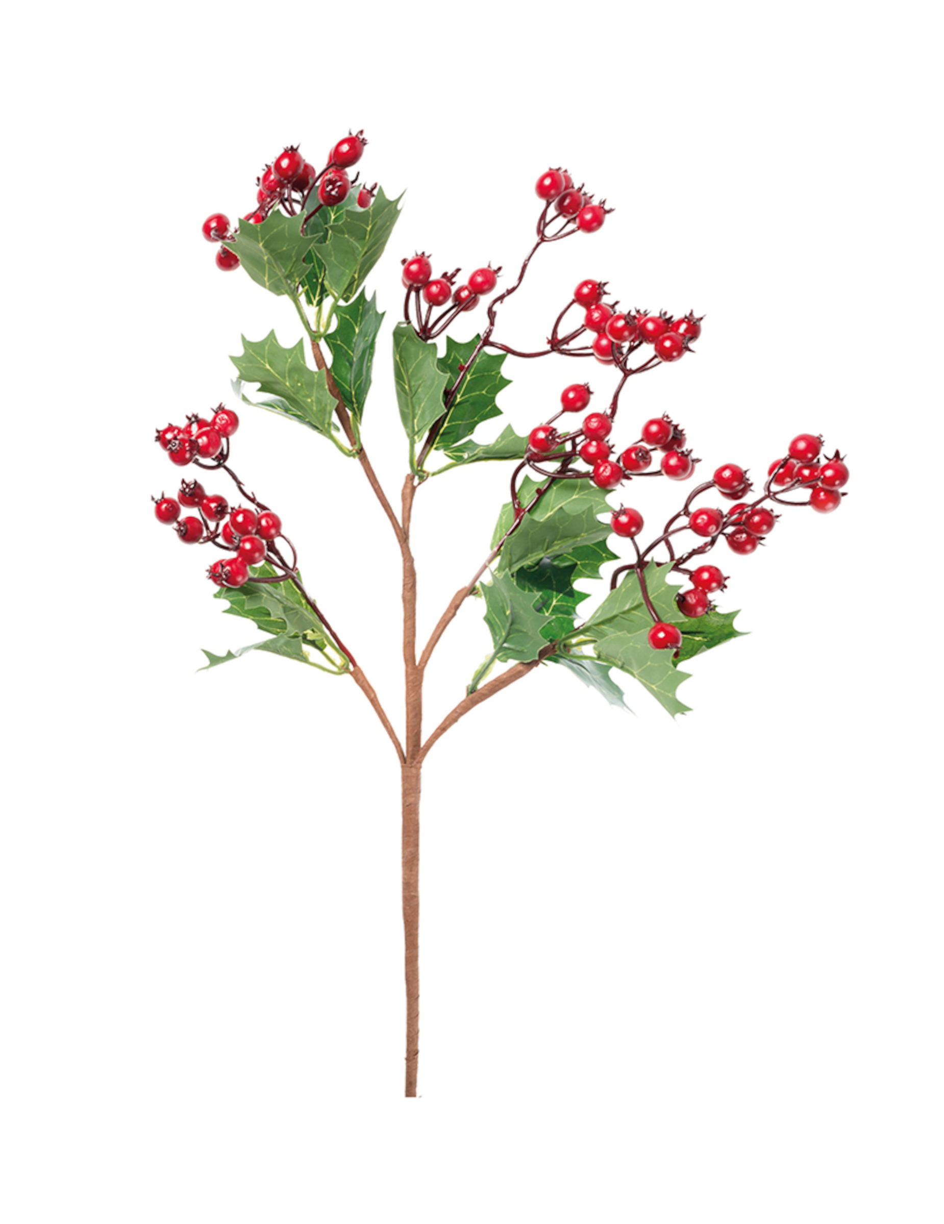 Stechpalmenzweig mit roten Beeren 48 cm Weihnachtsdeko