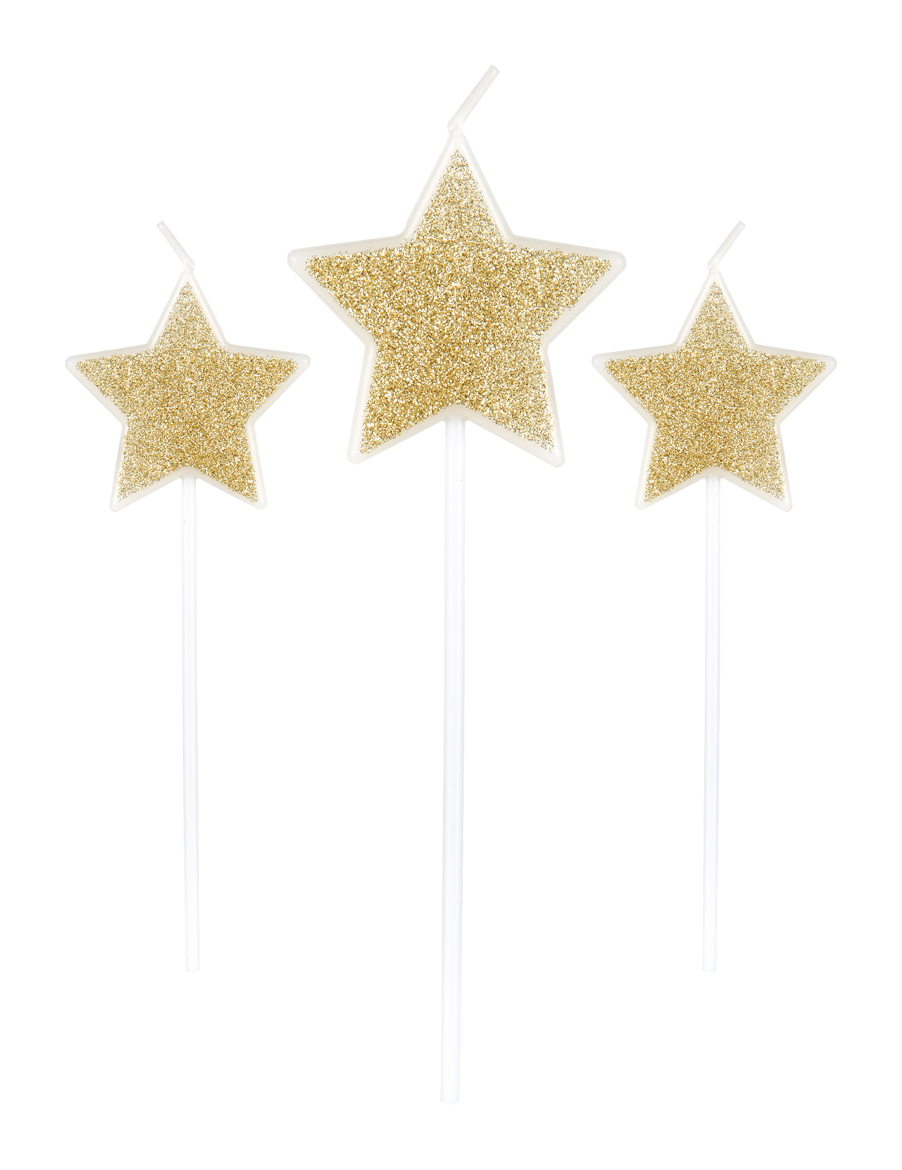 Stern-Kerzen Geburtstagskerzen Geburtstag-Deko 3 Stück gold 11 cm