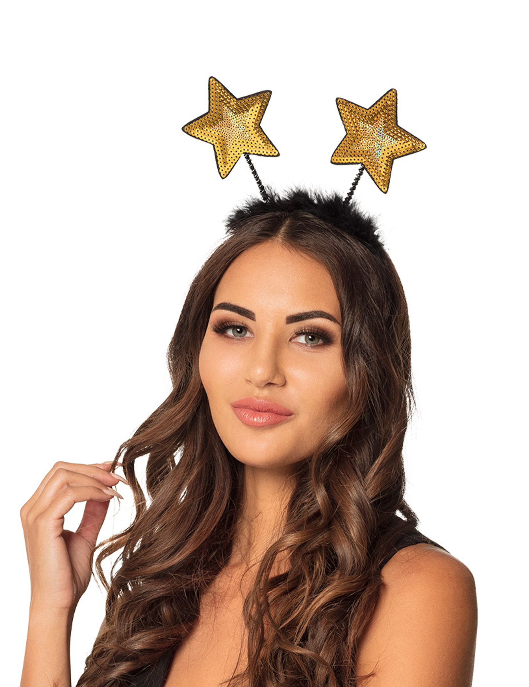 Sternen-Haarreif für Erwachsene Silvester-Accessoire goldfarben-schwarz