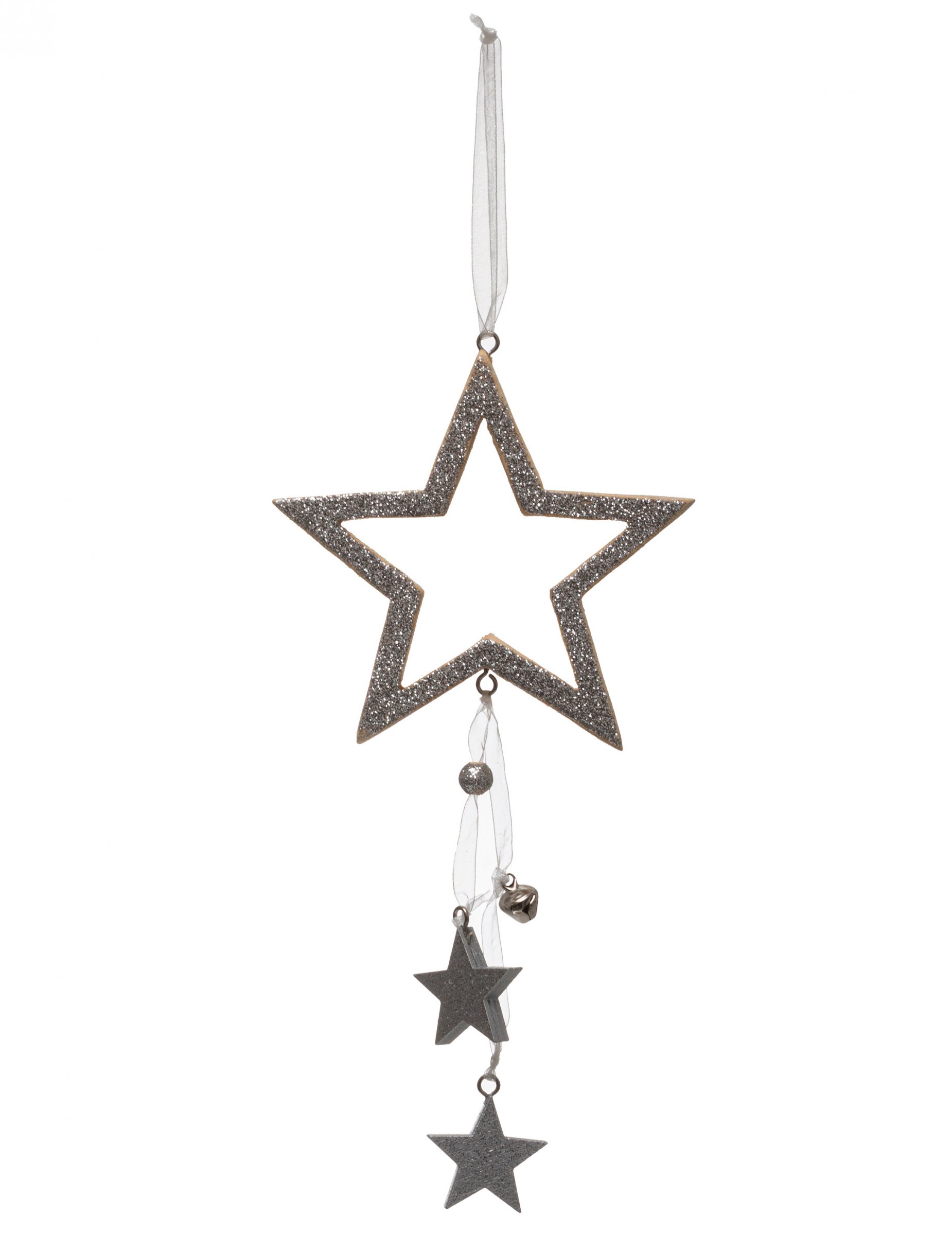Sternen-Hängedeko für Weihnachten silberfarben 24 cm