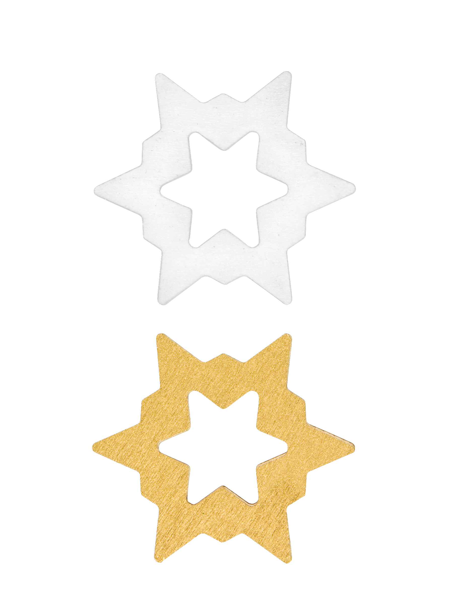 Sternen-Konfetti aus Holz Weihnachts-Tischdeko 8 Stück weiß-goldfarben 5 x 4