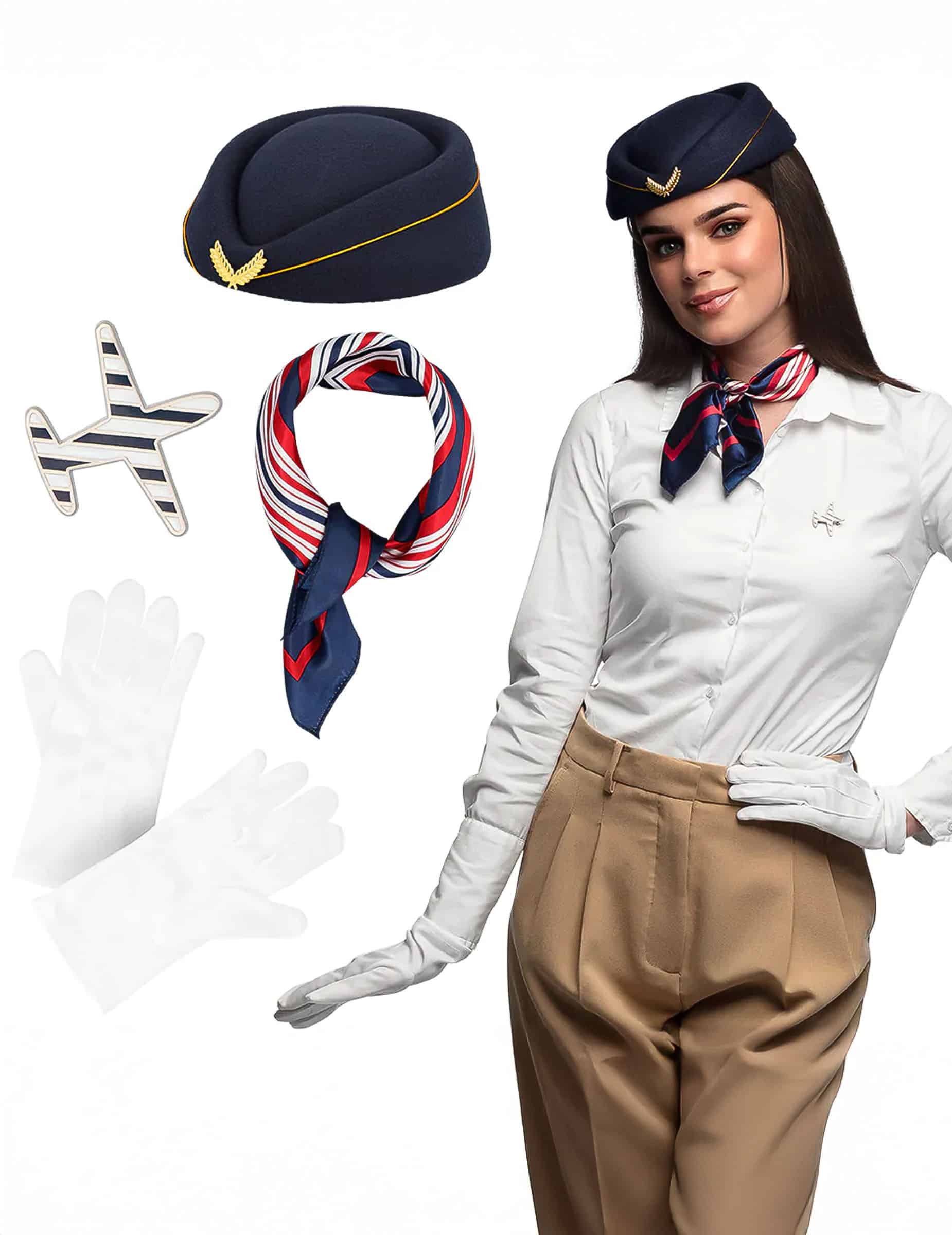 Stewardess Kostümzubehör für Erwachsene 5 Teile