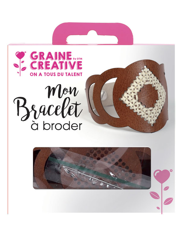 Stick-Set Armband braunes Kunstleder rund Erwachsene DIY Manschette