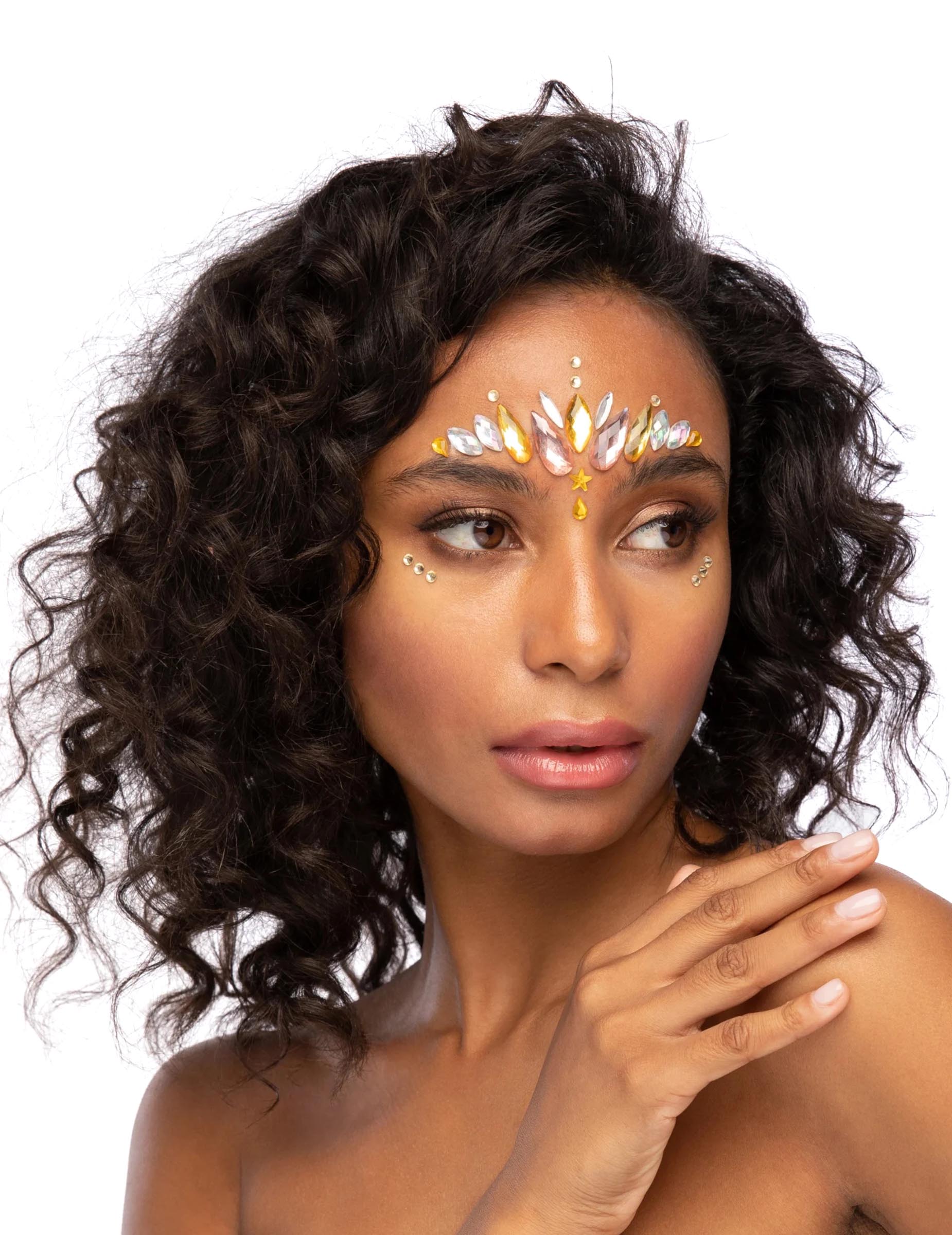 Strass-Steine für das Gesicht Gold-Weiss