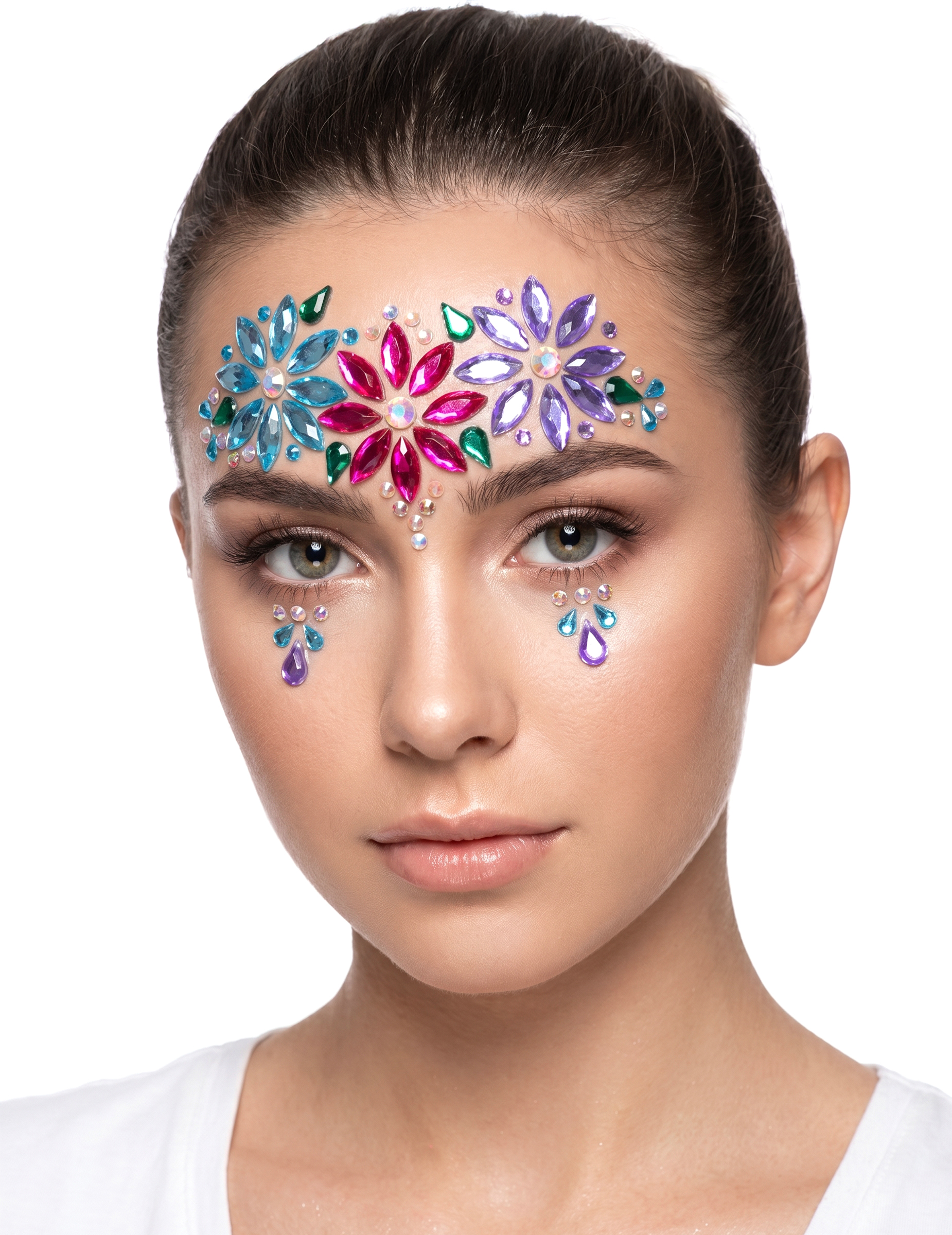 Strass-Steine für das Gesicht selbstklebend Make-up lila-pink
