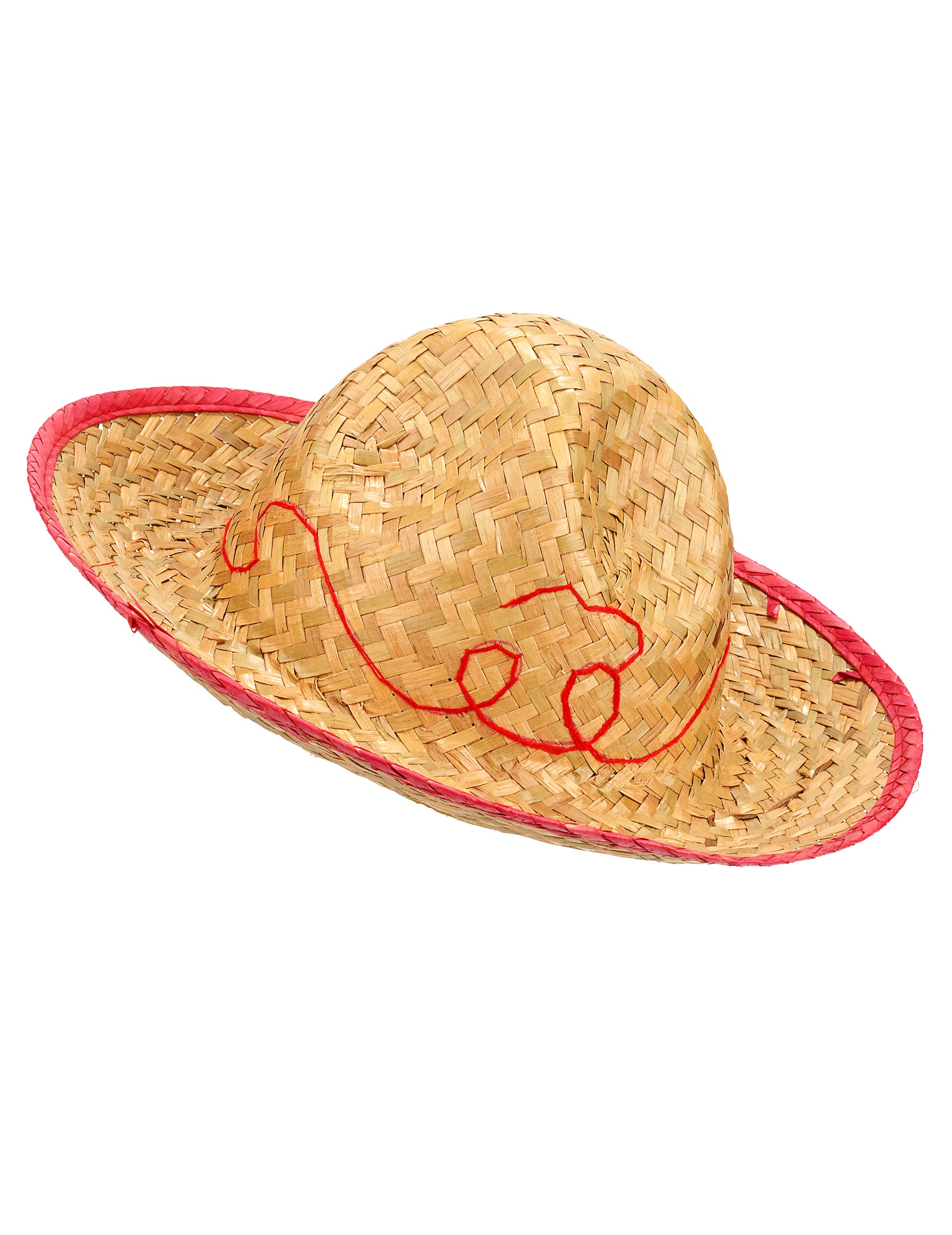 Stroh-Sombrero für Kinder mit rotem Rand