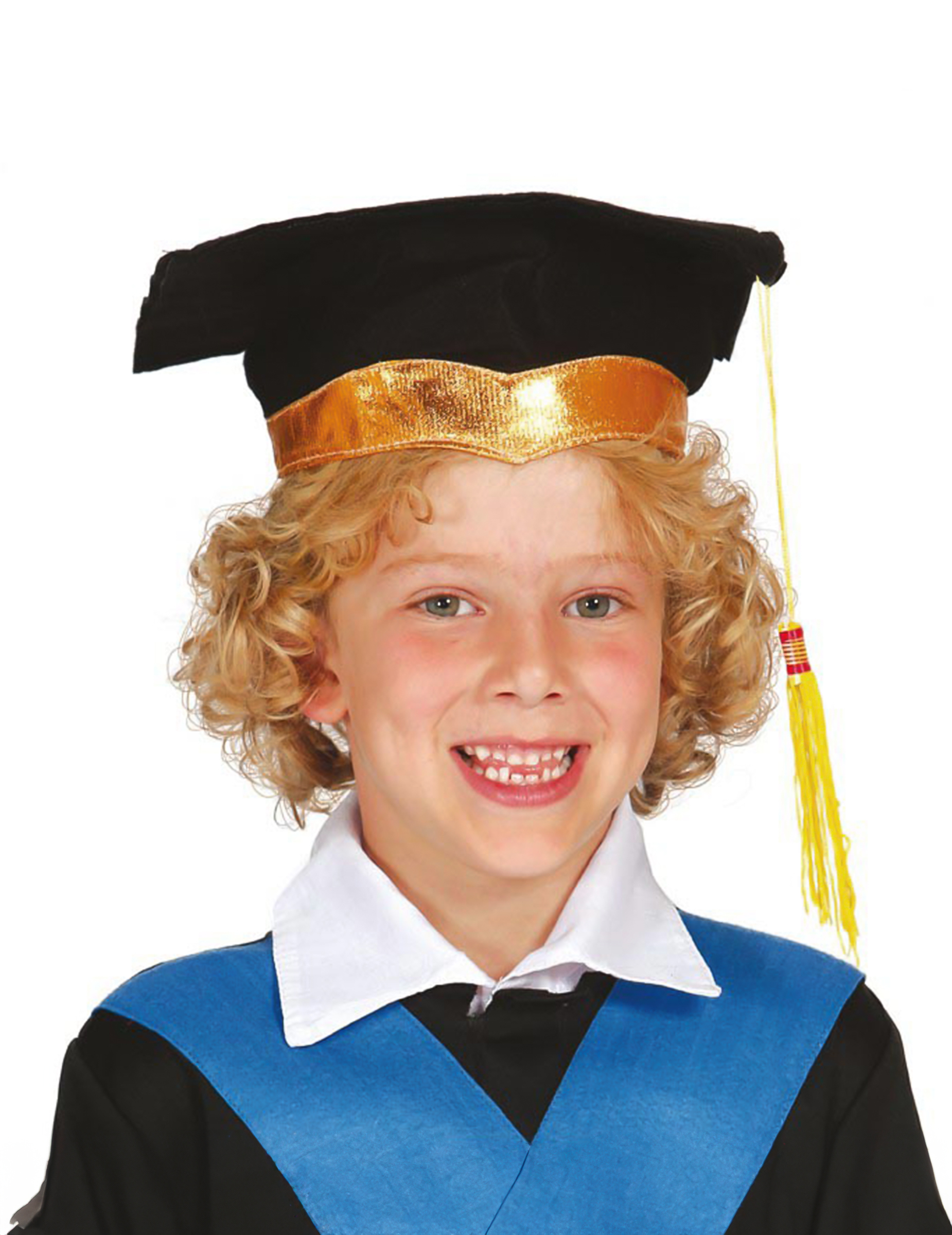 Studenten-Hut für Kinder Faschingsaccessoire schwarz-gold