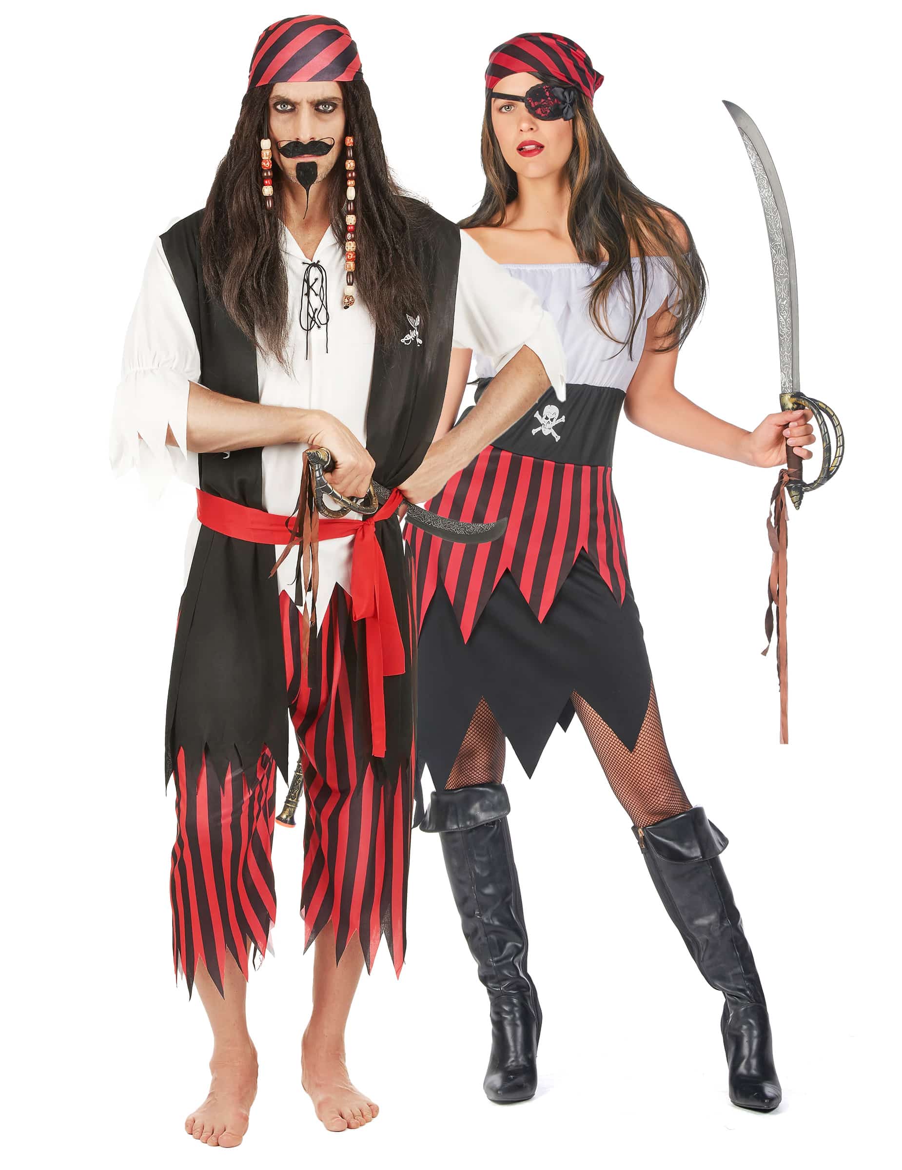 Stürmisches Piratenpaar schwarz rot