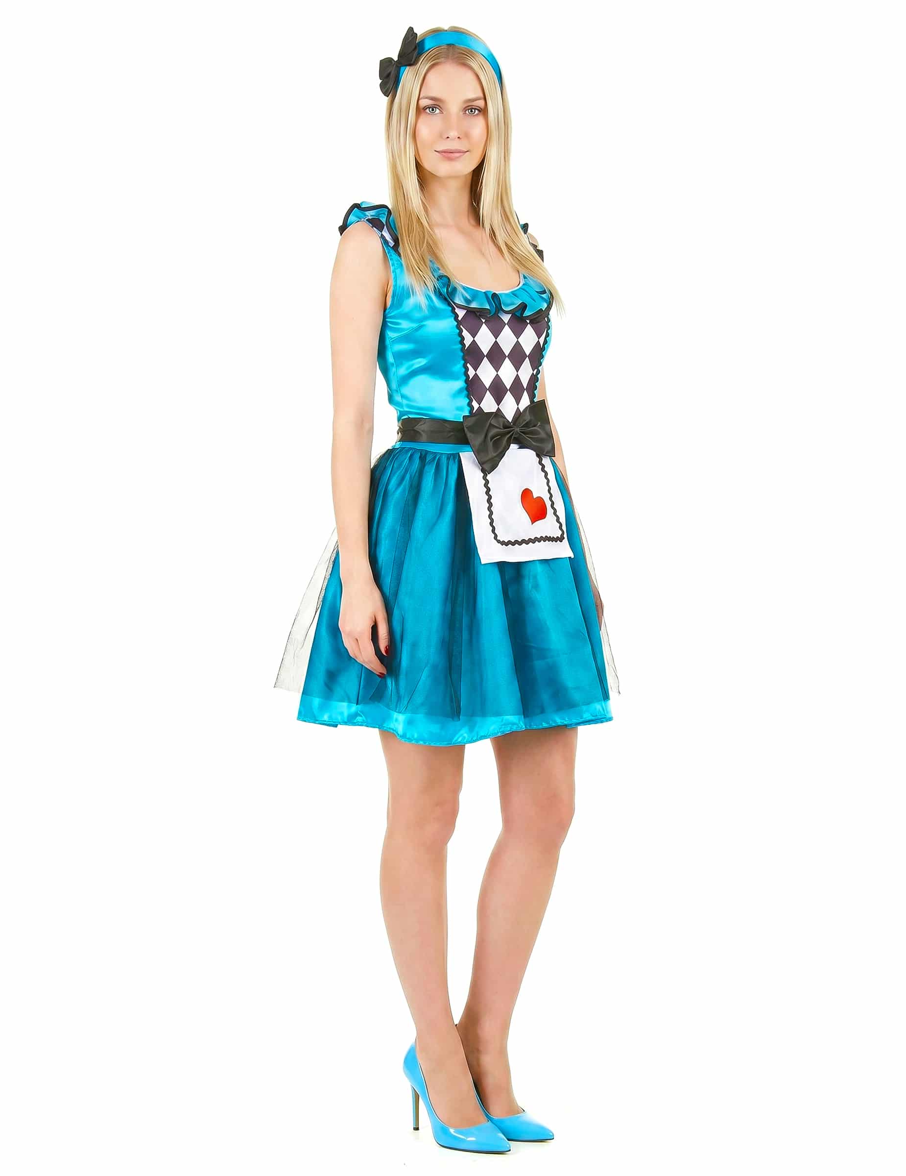 Süsse Märchen-Prinzessin Damenkostüm Alice blau-weiss-schwarz