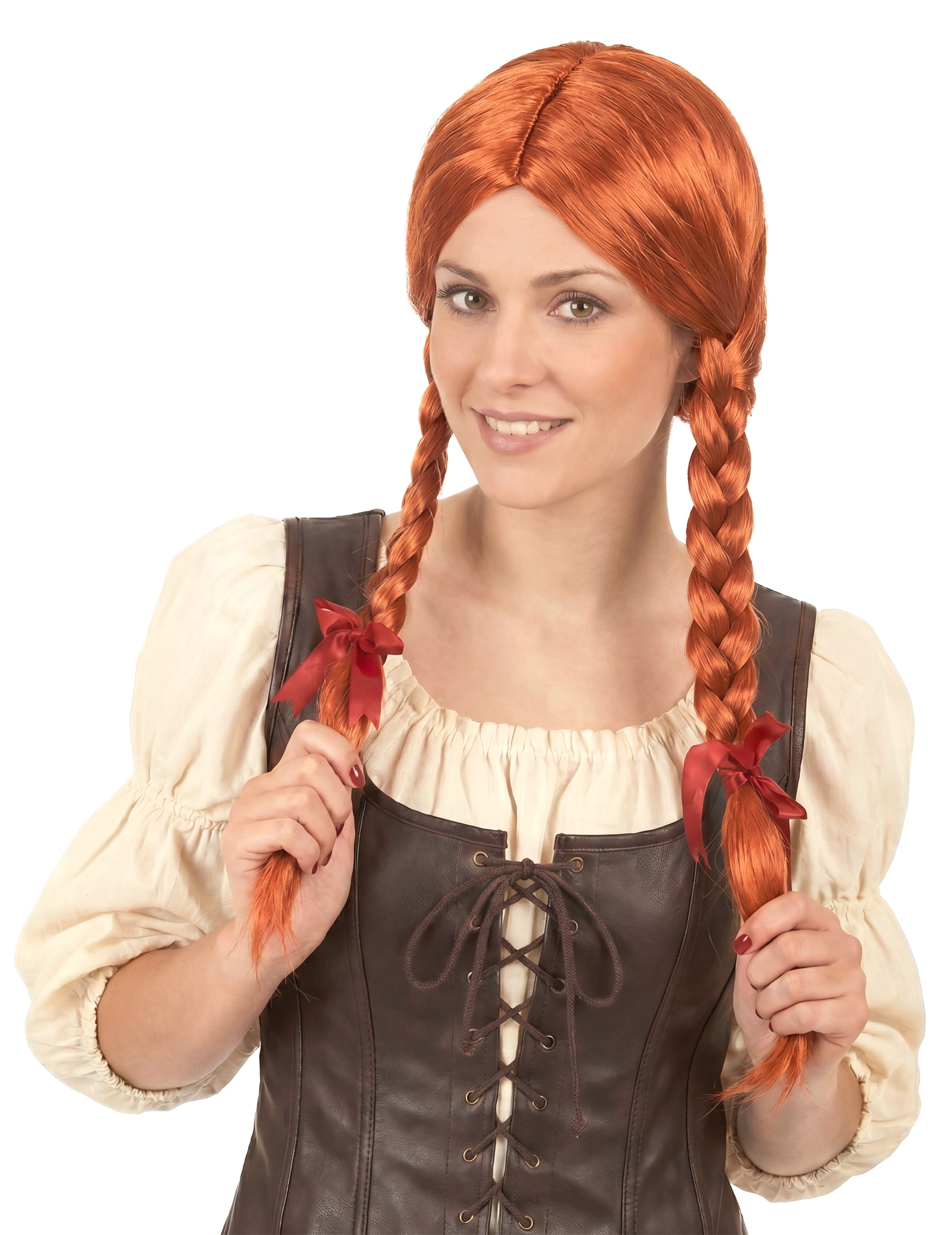 Süße Schulmädchen Damen-Perücke Zöpfe blond