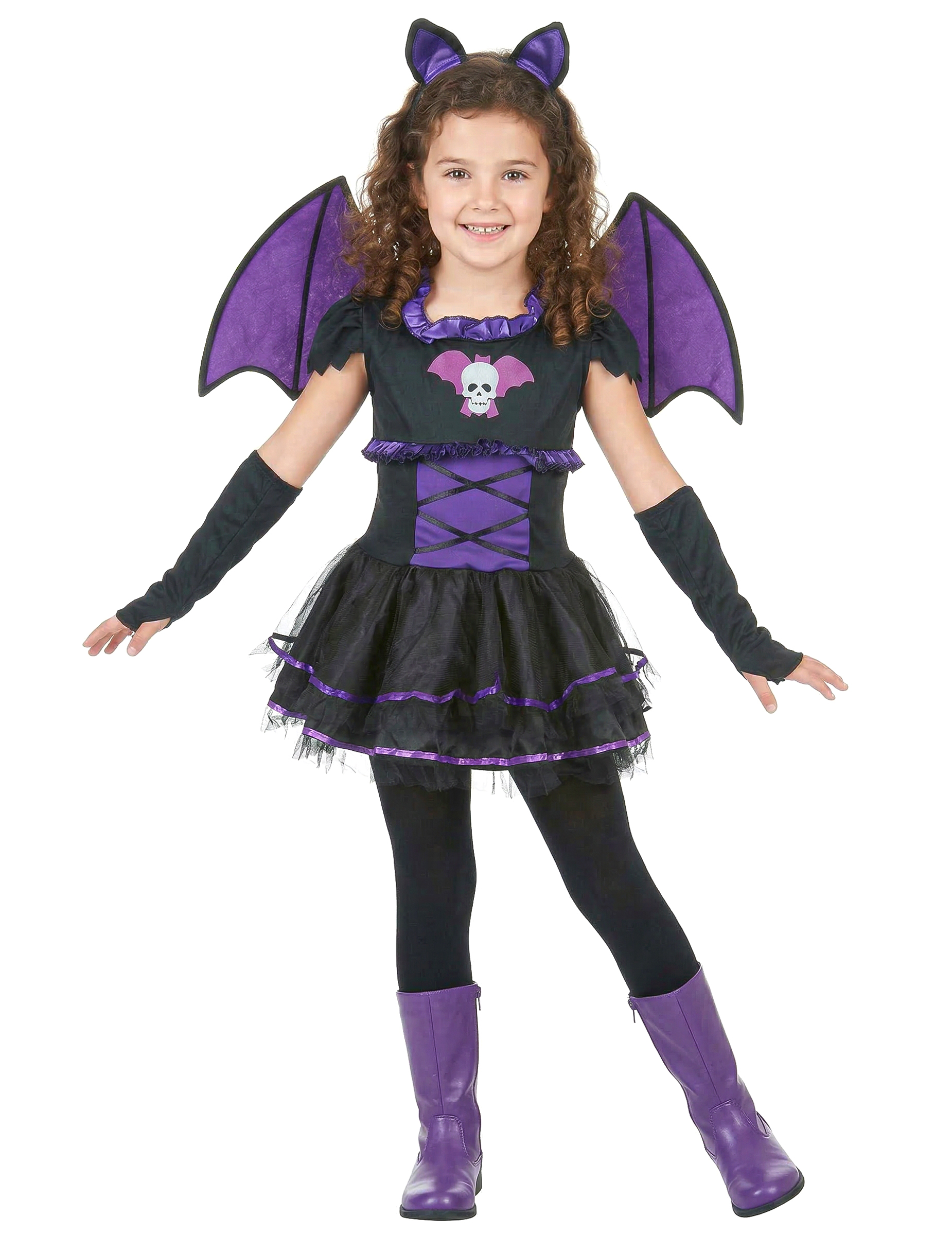 Süsse Vampir-Fledermaus Kinderkostüm schwarz-lila