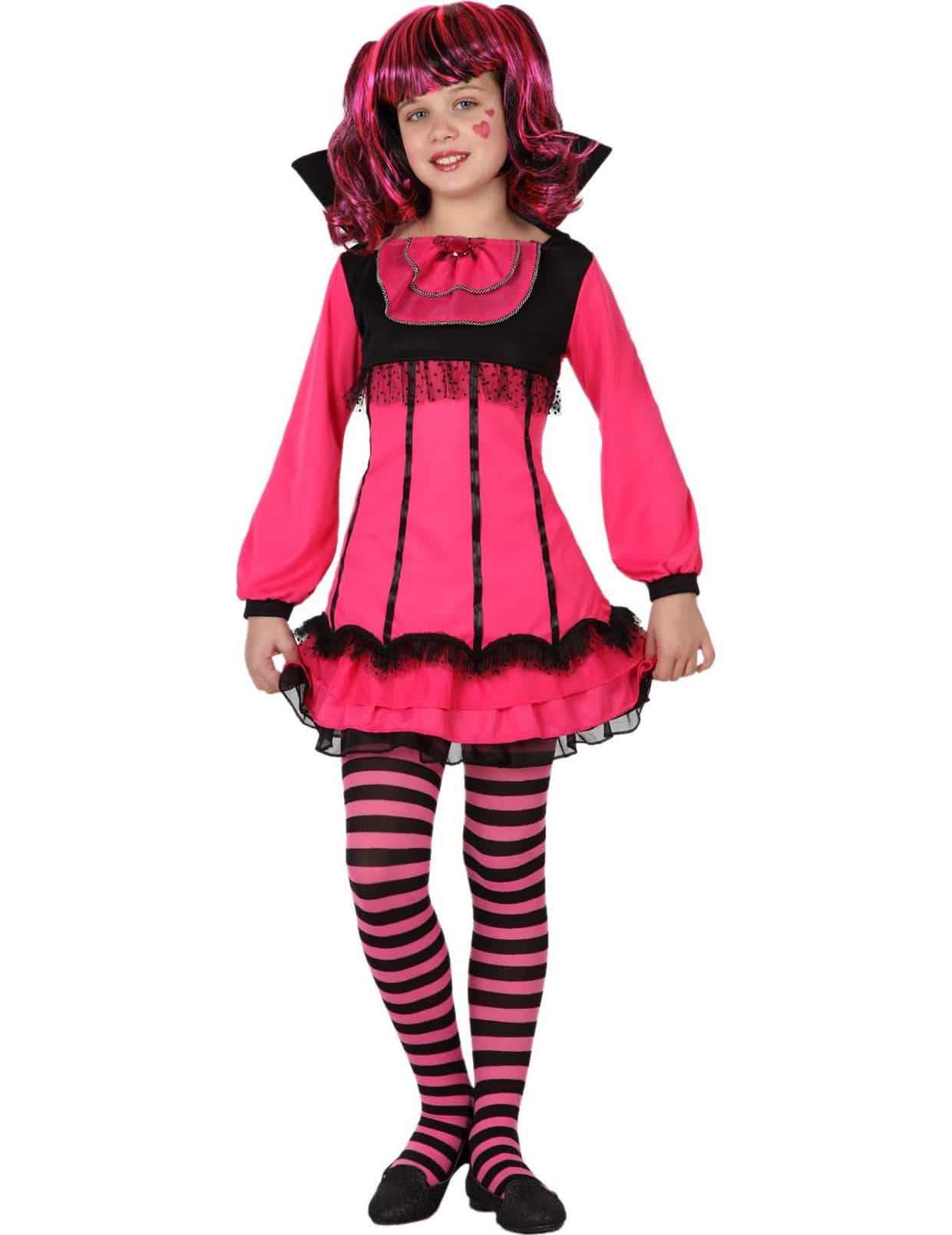 Süsse Vampirin Halloween-Kinderkostüm für Mädchen pink-schwarz