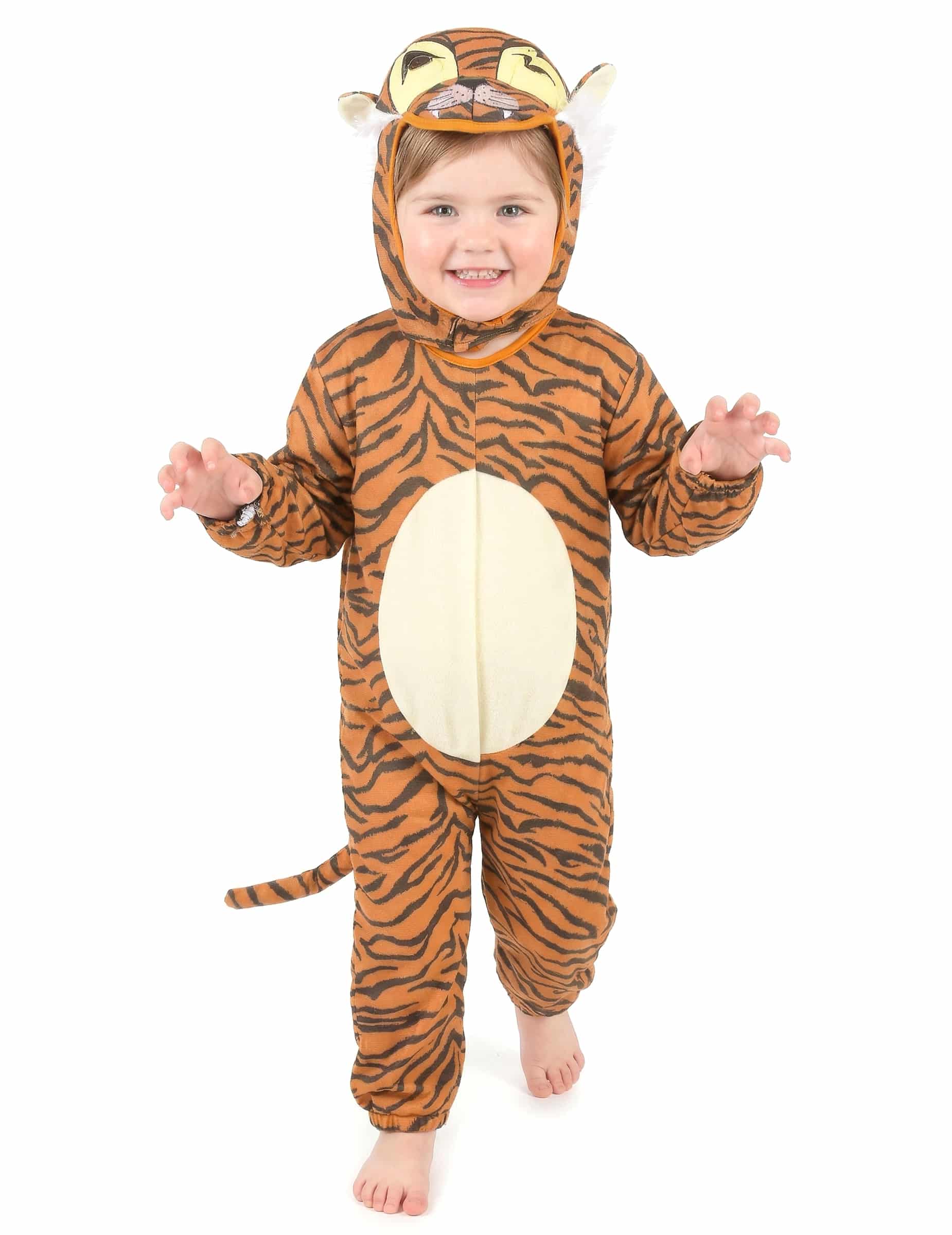 Süsser Tiger Kinderkostüm Raubkatze orange-schwarz-weiss