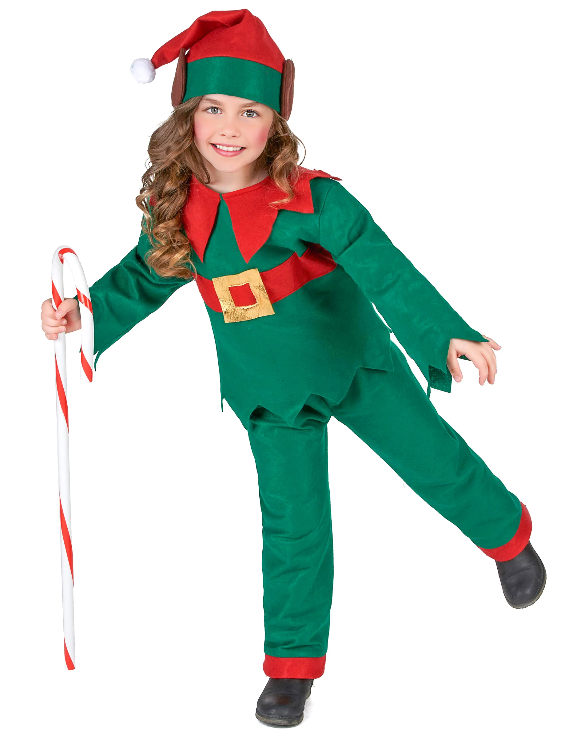 Süsser Weihnachtself Kinderkostüm grün-rot