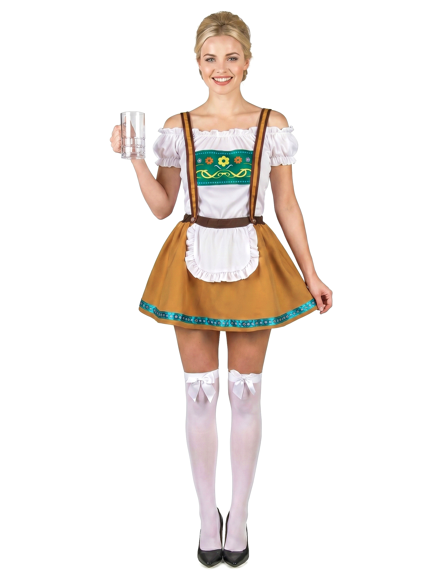 Süsses Bayerisches Dirndl Kostüm für Damen braun-weiss-grün