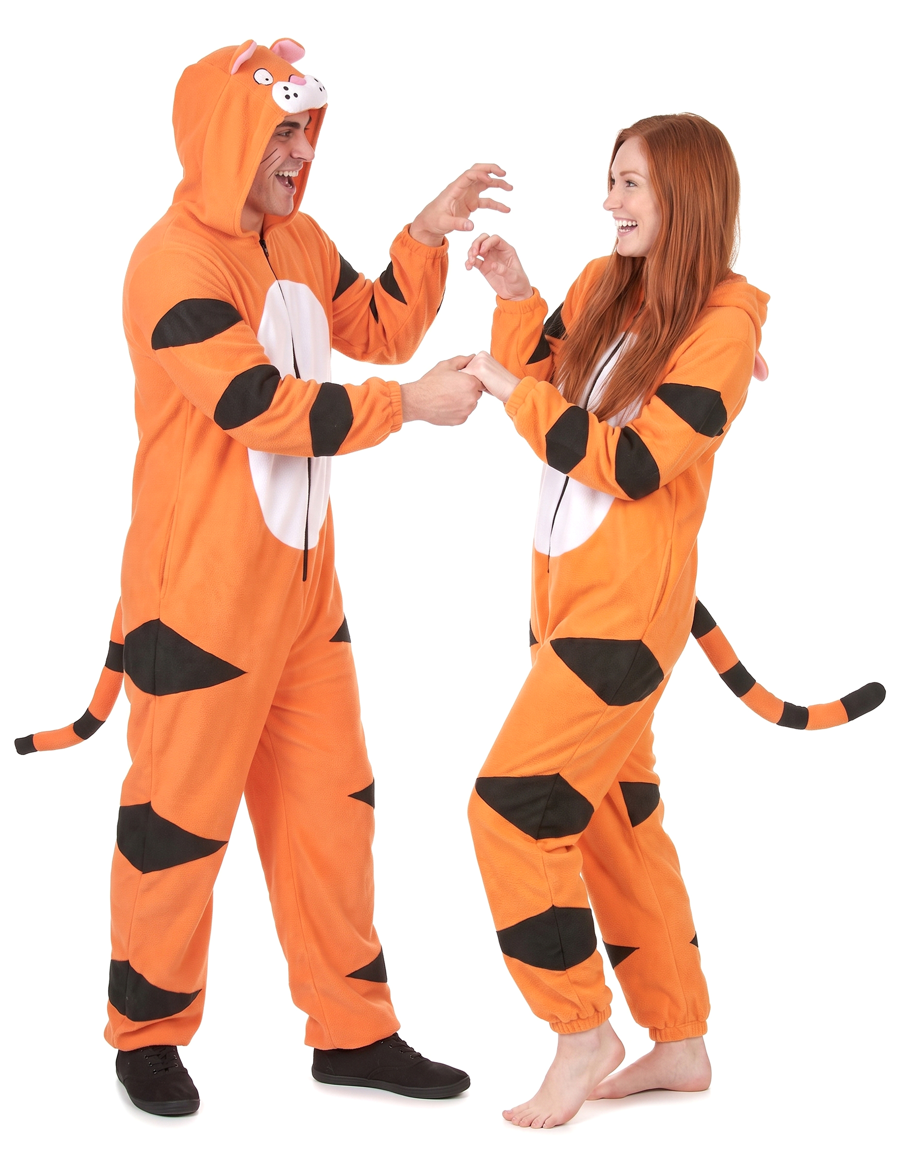 Süsses Tiger Paarkostüm orange schwarz weiss